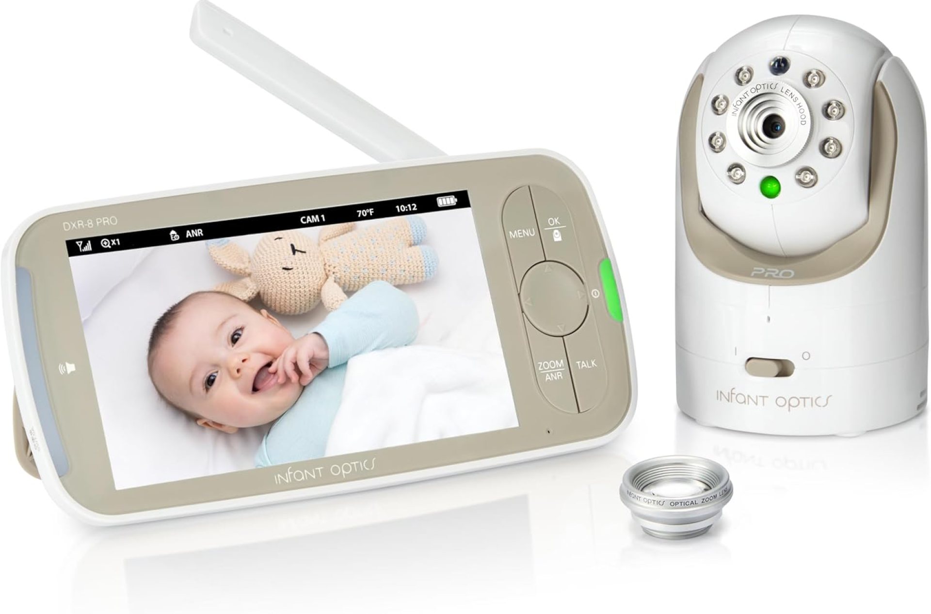 Infant Optics DXR-8 PRO Video Baby Monitor, 720P HD Resolution 5″ Display, Patented A.N.R. (Active Noise Reduction), No WiFi, Pan Tilt Zoom, and Interchangeable Lenses Infant Optics DXR-8 PRO Video Baby Monitor, 720P HD Resolution 5″ Display, Patented A.N.R. (Active Noise Reduction), No WiFi, Pan Tilt Zoom, and Interchangeable Lenses