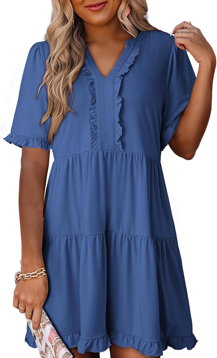 Dokotoo Womens Dresses 2025 Summer Spring V Neck Short Sleeve Casual A Line Flowy Swing Shift Dress Mini Dress Dokotoo Womens Dresses 2025 Summer Spring V Neck Short Sleeve Casual A Line Flowy Swing Shift Dress Mini Dress