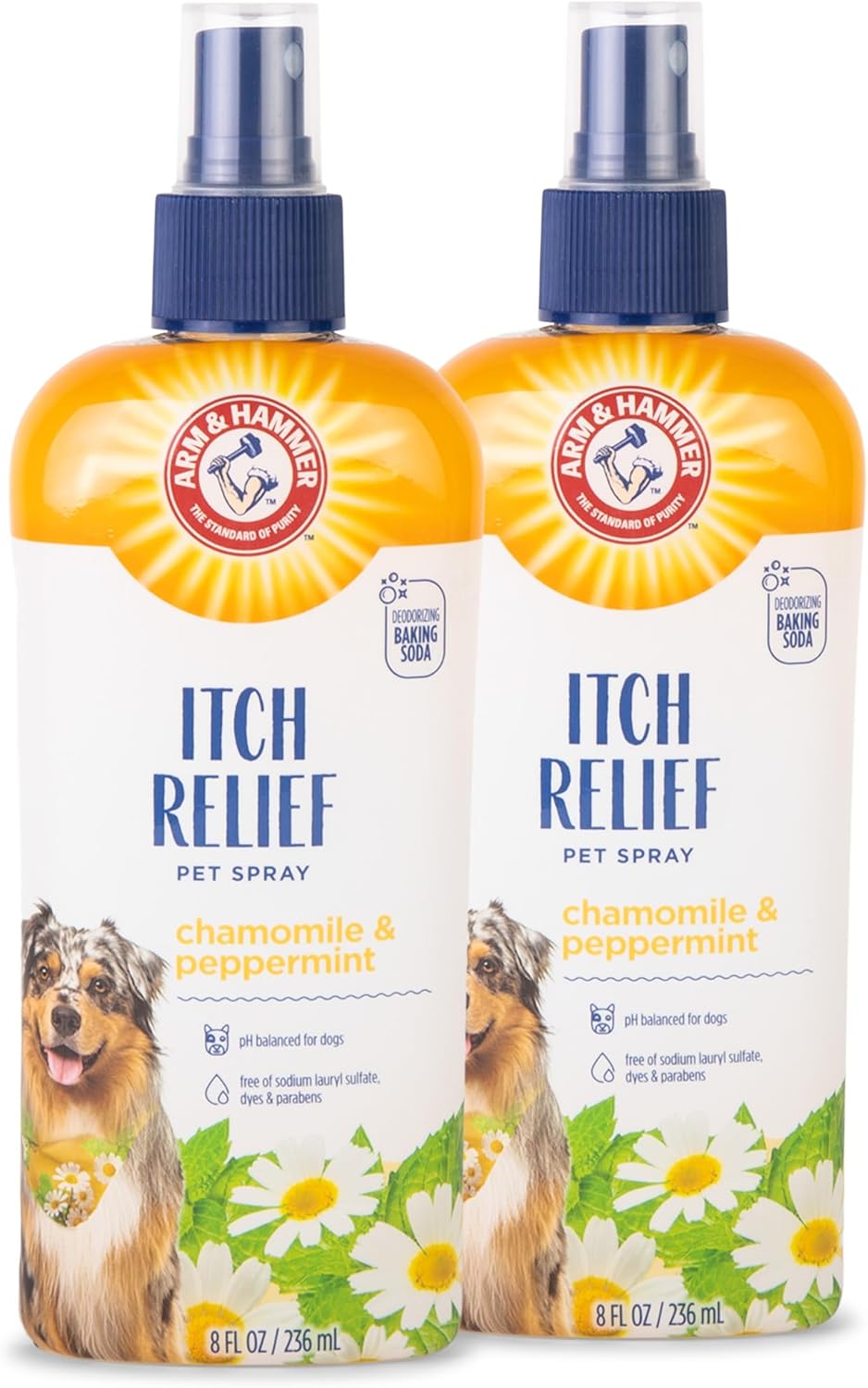 Arm & Hammer for Pets Itch Relief Spray for Dogs with Arm & Hammer Baking Soda, Chamomile and Peppermint Scent | Dog Itch Spray, Free of Sodium Lauryl Sulfate & Parabens, 8 Fl Oz – 2 Pack Arm & Hammer for Pets Itch Relief Spray for Dogs with Arm & Hammer Baking Soda, Chamomile and Peppermint Scent | Dog Itch Spray, Free of Sodium Lauryl Sulfate & Parabens, 8 Fl Oz – 2 Pack