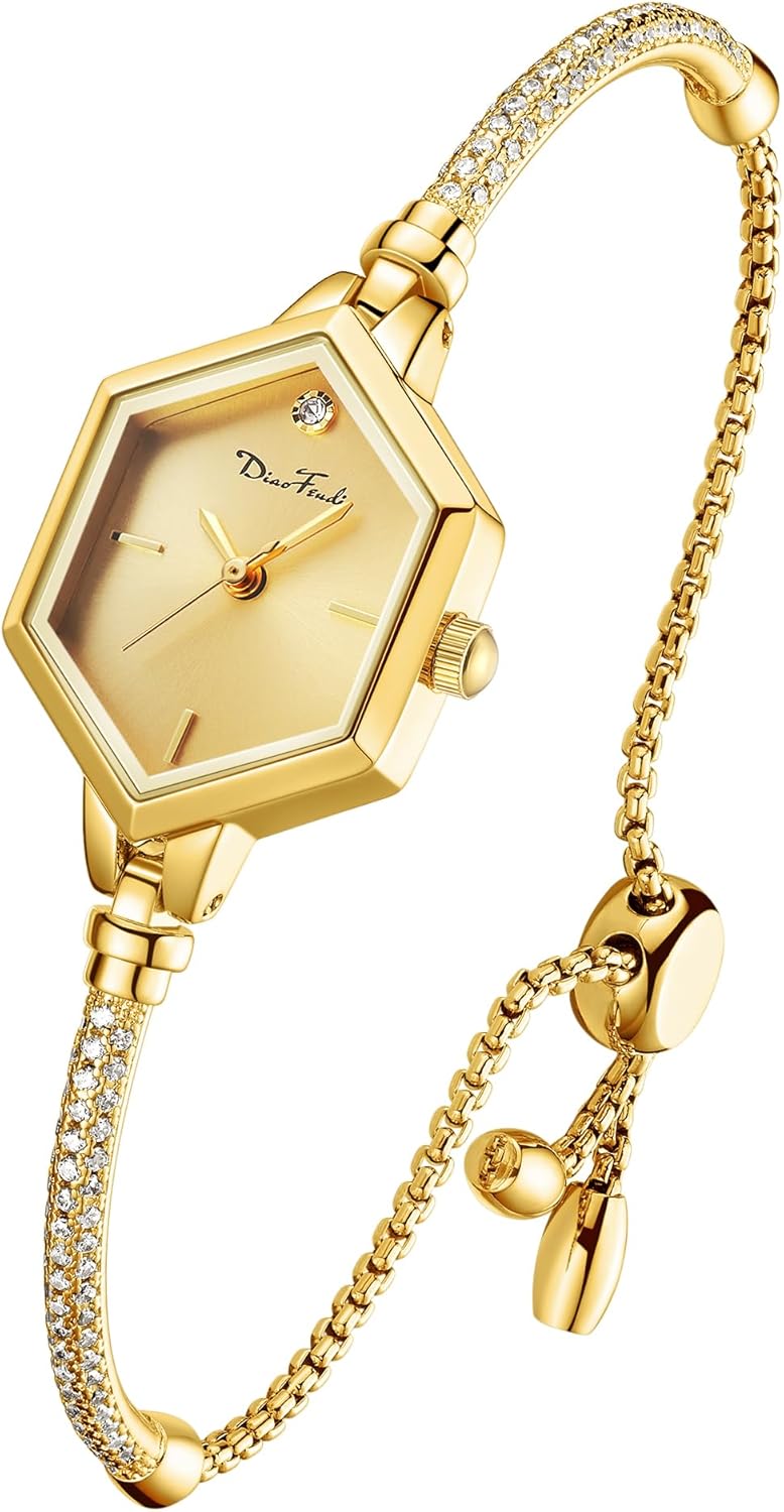 Rose Gold Petite Bracelet Watch for Women, Diamond Dress Analog Hexagonal Mini Women Watch Waterproof Rose Gold Petite Bracelet Watch for Women, Diamond Dress Analog Hexagonal Mini Women Watch Waterproof