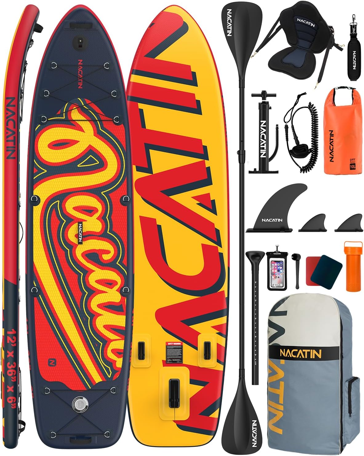Paddle Boards for Family, 12′ Inflatable Stand Up Paddle Board with Kayak Conversion Kit, Complete SUP Set Paddle Boards for Adults, with Single/Double Paddle, Kayak Seat and More Accessories Paddle Boards for Family, 12′ Inflatable Stand Up Paddle Board with Kayak Conversion Kit, Complete SUP Set Paddle Boards for Adults, with Single/Double Paddle, Kayak Seat and More Accessories