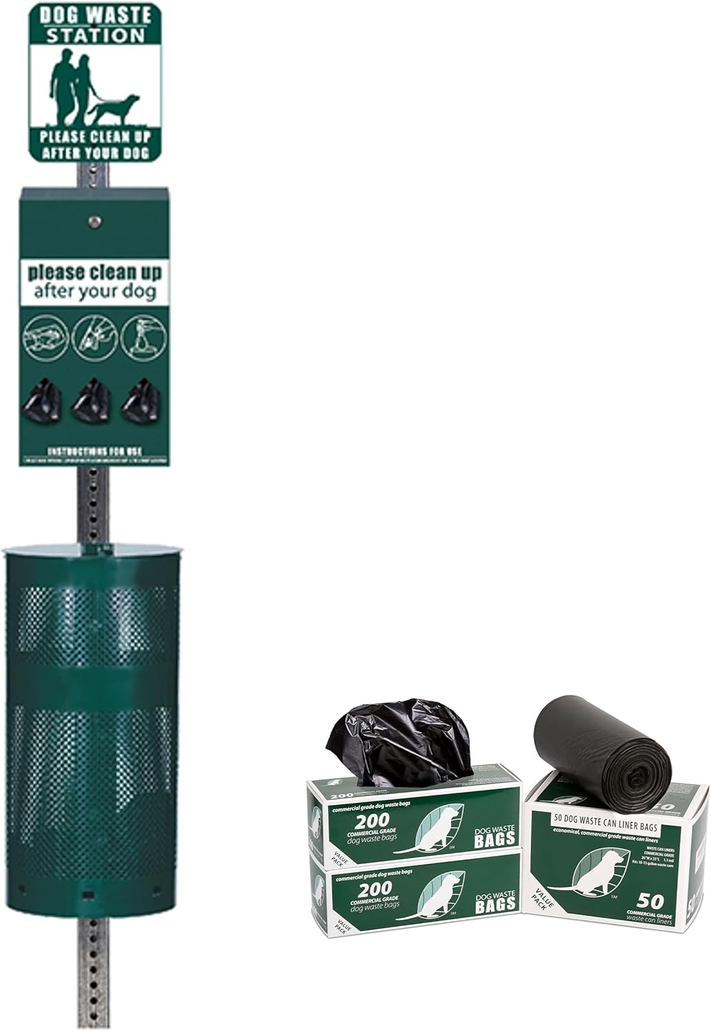 Rust Proof Aluminum Dog Waste Station for Roll Bags (Most Popular Bags) – Free 400 Waste Bags & 25 can Liners – Over 500k Sold in USA (Green) Rust Proof Aluminum Dog Waste Station for Roll Bags (Most Popular Bags) – Free 400 Waste Bags & 25 can Liners – Over 500k Sold in USA (Green)