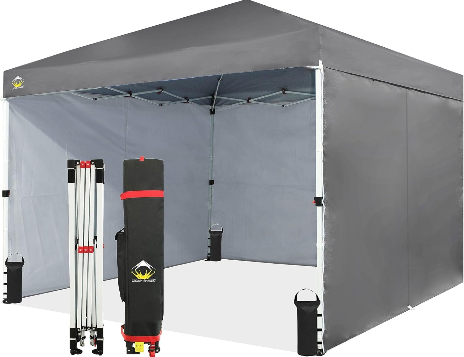 CROWN SHADES 10X10 Comercial Instant Canopy Pop Up Tent with Center Lock (10×10 with 4 Sidewalls, Grey) CROWN SHADES 10X10 Comercial Instant Canopy Pop Up Tent with Center Lock (10×10 with 4 Sidewalls, Grey)