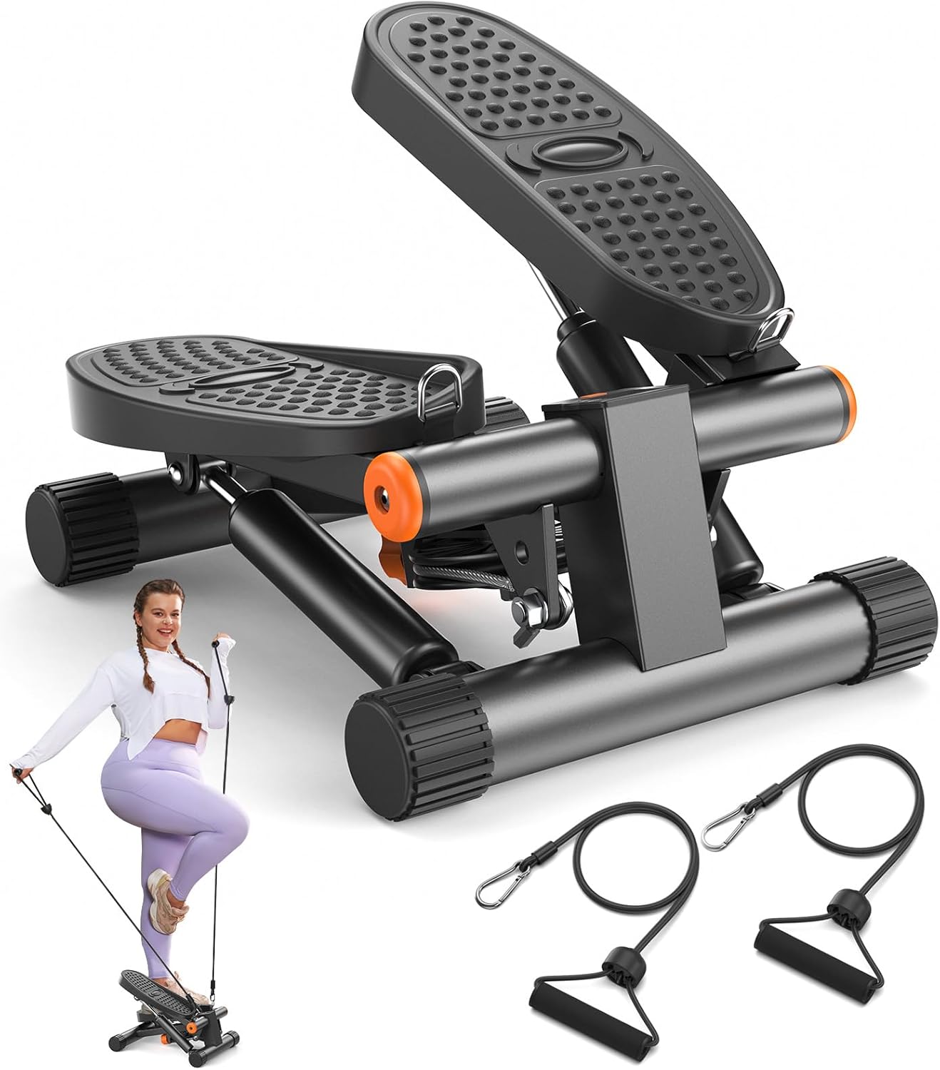 Niceday Steppers for Exercise, Mini Stair Stepper with Resistance Bands at Home Workout Equipment with 300LBS Loading Capacity, Hydraulic Fitness Stepper with LCD Monitor Niceday Steppers for Exercise, Mini Stair Stepper with Resistance Bands at Home Workout Equipment with 300LBS Loading Capacity, Hydraulic Fitness Stepper with LCD Monitor