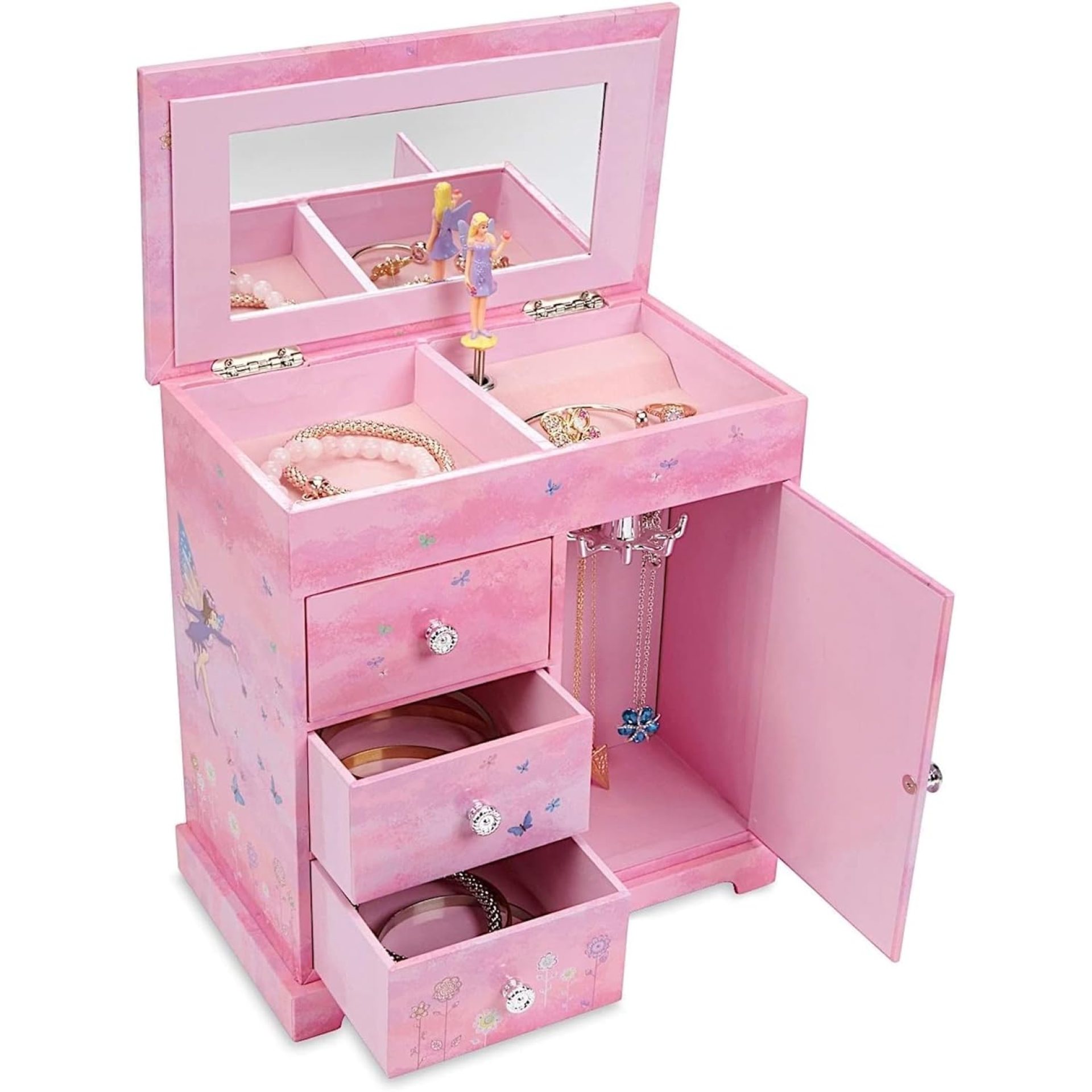 Jewelkeeper Jewelry Box – Jewelry Box for Girls with Ballerina Music Box – 3 Spacious Drawers, Necklace Carousel, Soft Pink Lining and Flowers Design – Sugar Plum Fairy Tune – 9.5 x 7.75 x 9.5 in Jewelkeeper Jewelry Box – Jewelry Box for Girls with Ballerina Music Box – 3 Spacious Drawers, Necklace Carousel, Soft Pink Lining and Flowers Design – Sugar Plum Fairy Tune – 9.5 x 7.75 x 9.5 in