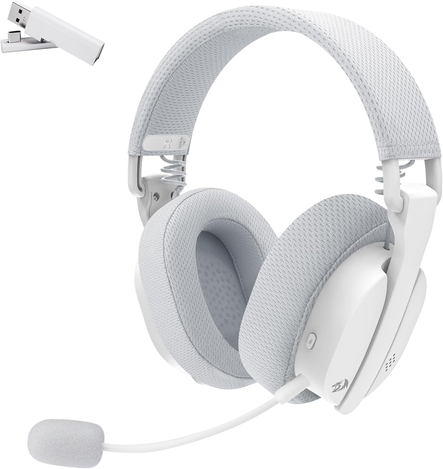 Redragon H888 Wireless Gaming Headset with 7.1 Surround Sound, Tri-Mode Gaming Headphones, 168G Lightweight Design – Detachable Mic – 40MM Driver Soft Memory Foam Padding Gamer Headset for PC, White Redragon H888 Wireless Gaming Headset with 7.1 Surround Sound, Tri-Mode Gaming Headphones, 168G Lightweight Design – Detachable Mic – 40MM Driver Soft Memory Foam Padding Gamer Headset for PC, White