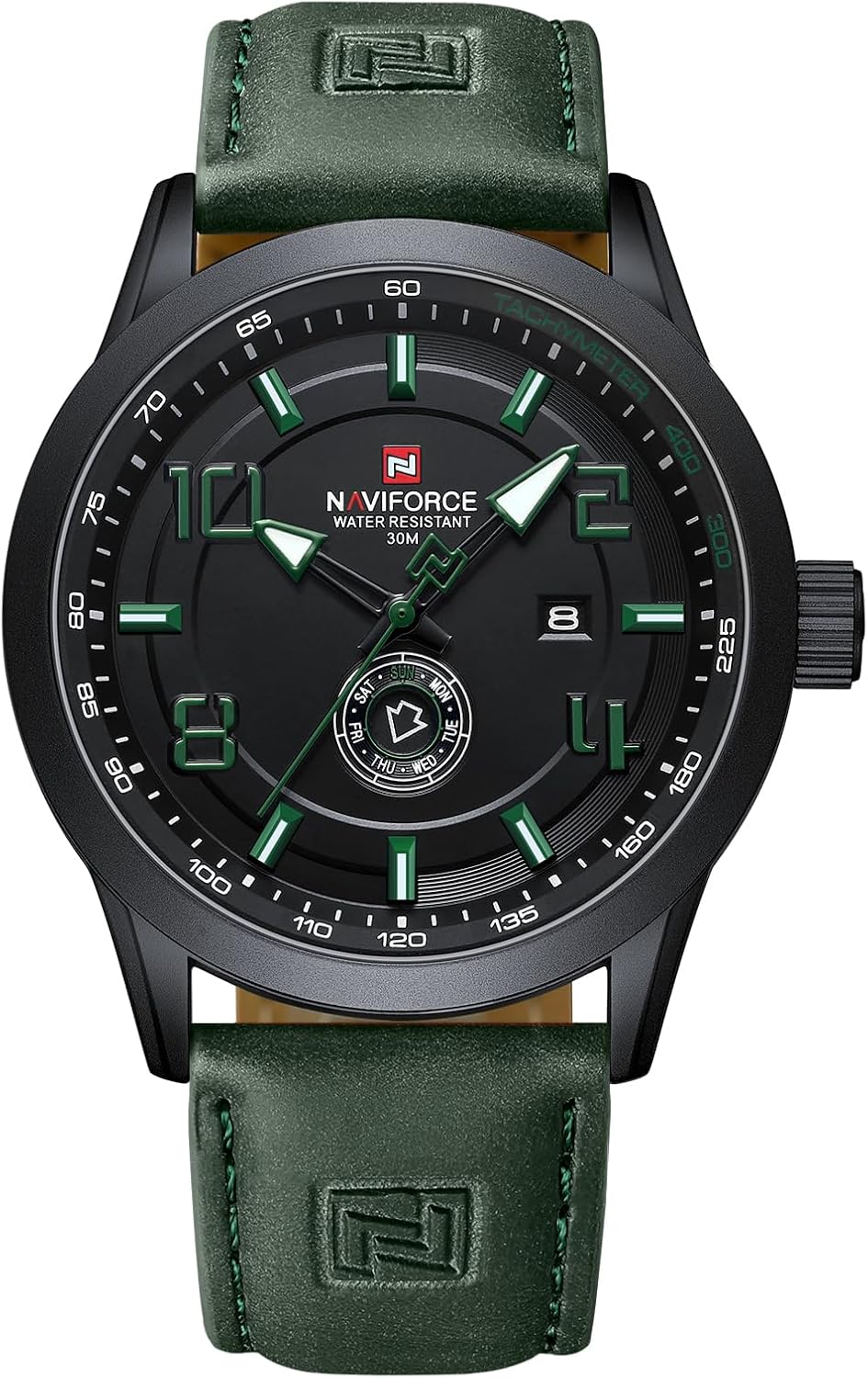 NAVIFORCE Sport Watches for Men Leather Band Waterproof Quartz Analog Wristwatch Easy to Read with Auto Date NAVIFORCE Sport Watches for Men Leather Band Waterproof Quartz Analog Wristwatch Easy to Read with Auto Date
