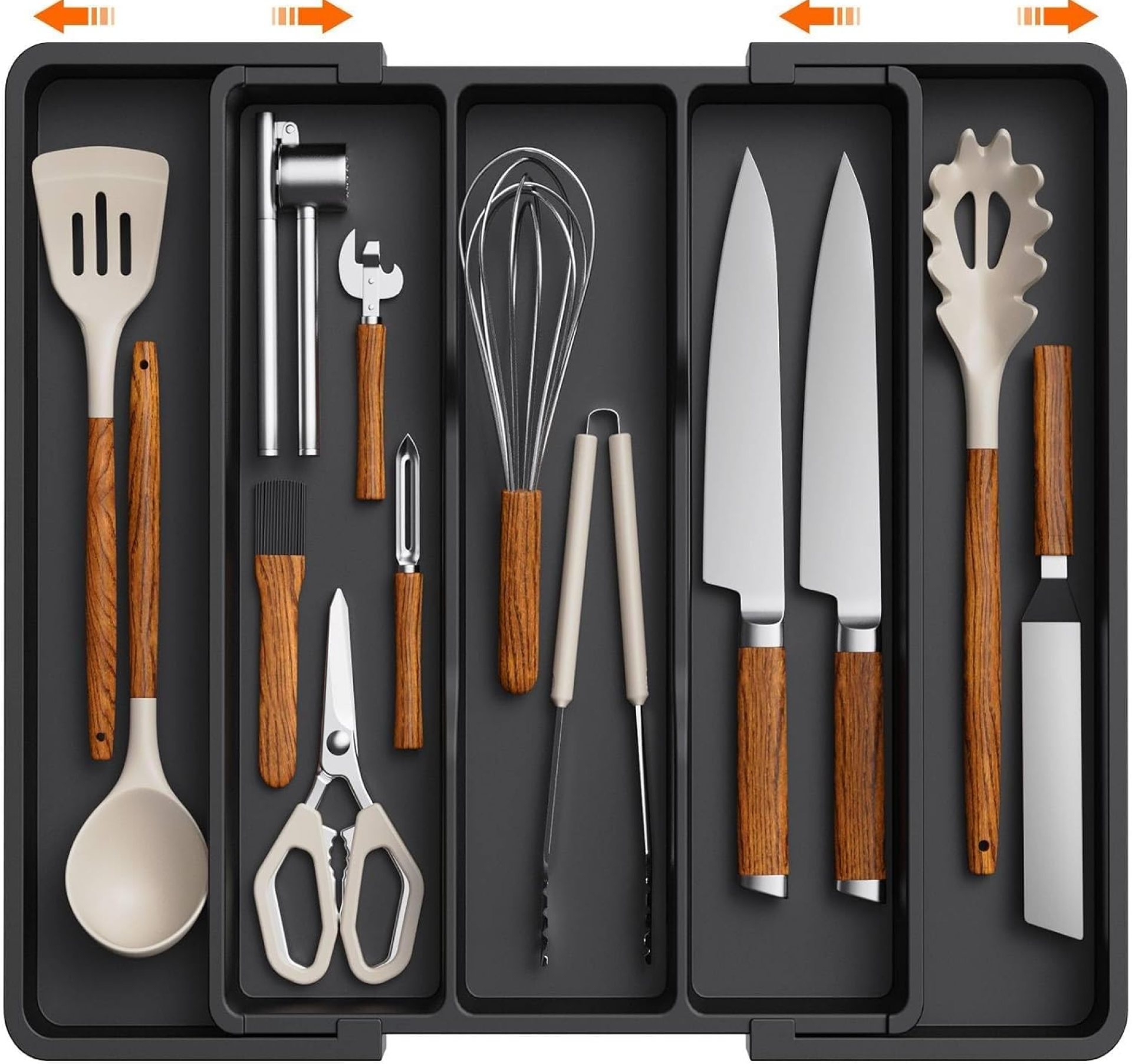 Lifewit Utensil Organizer for Kitchen Drawers, Expandable Cooking Utensil Tray, Adjustable Cutlery Silverware Flatware Holder, Plastic Kitchen Spatula Tools and Gadgets Storage Divider, Large, Black Lifewit Utensil Organizer for Kitchen Drawers, Expandable Cooking Utensil Tray, Adjustable Cutlery Silverware Flatware Holder, Plastic Kitchen Spatula Tools and Gadgets Storage Divider, Large, Black