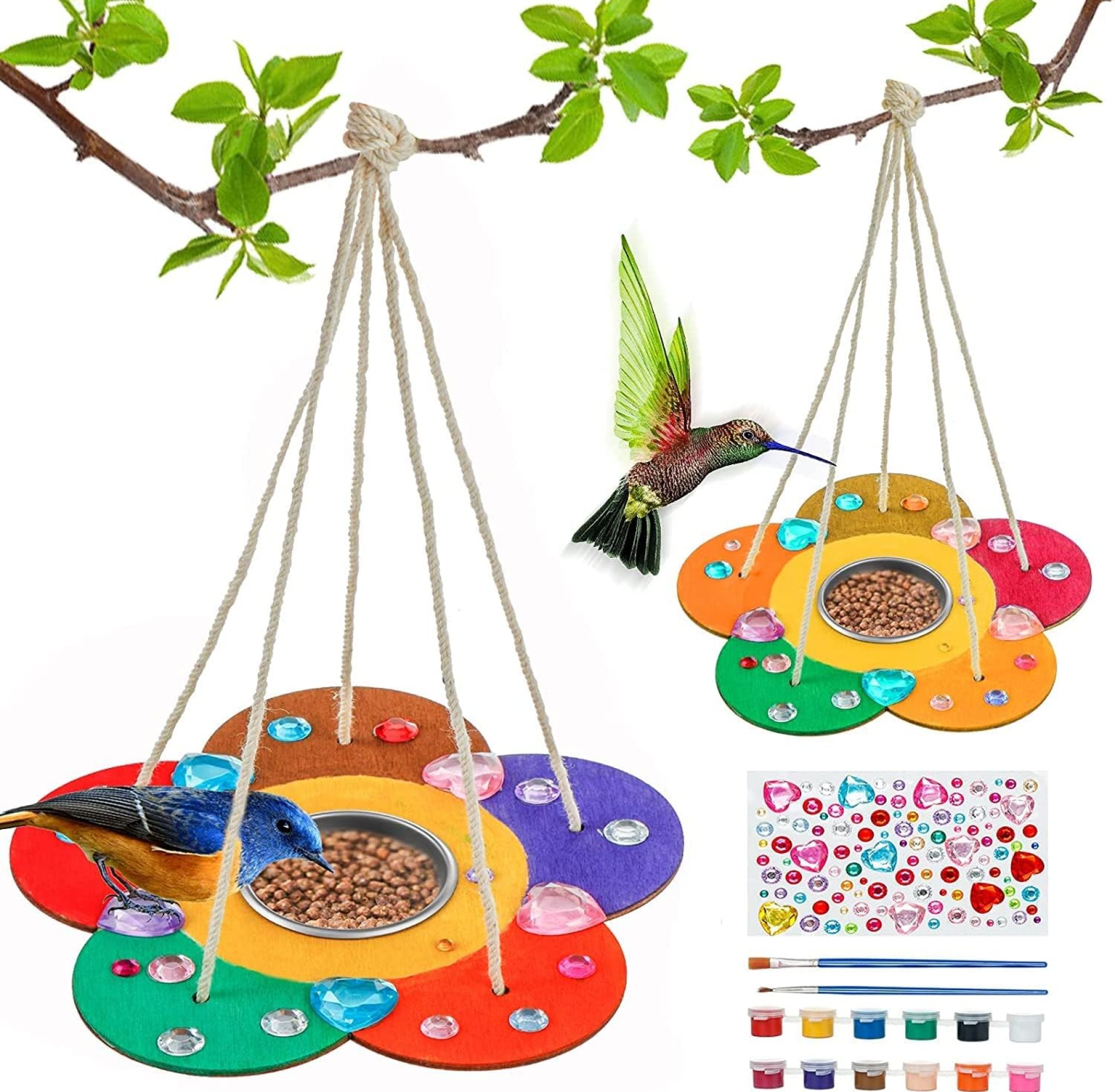 Kids Arts and Crafts Bird Feeders for Outside, 2-Pack DIY Wooden Paint Kits Outdoor Toys for Boys & Girls Age 3-5 4-8 8-12 Kids Arts and Crafts Bird Feeders for Outside, 2-Pack DIY Wooden Paint Kits Outdoor Toys for Boys & Girls Age 3-5 4-8 8-12