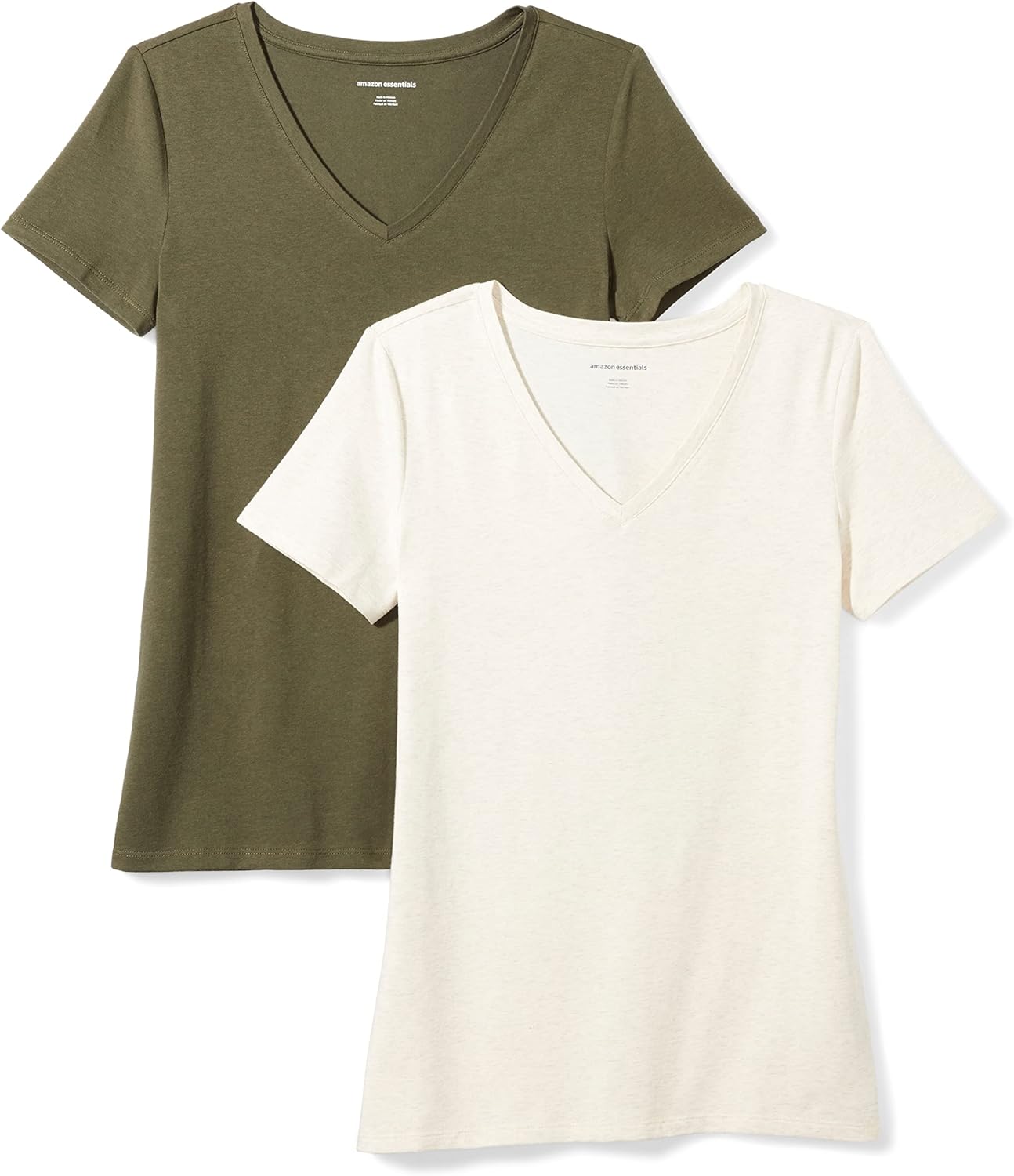 Amazon Essentials Women’s Classic-Fit Short-Sleeve V-Neck T-Shirt, Multipacks Amazon Essentials Women’s Classic-Fit Short-Sleeve V-Neck T-Shirt, Multipacks