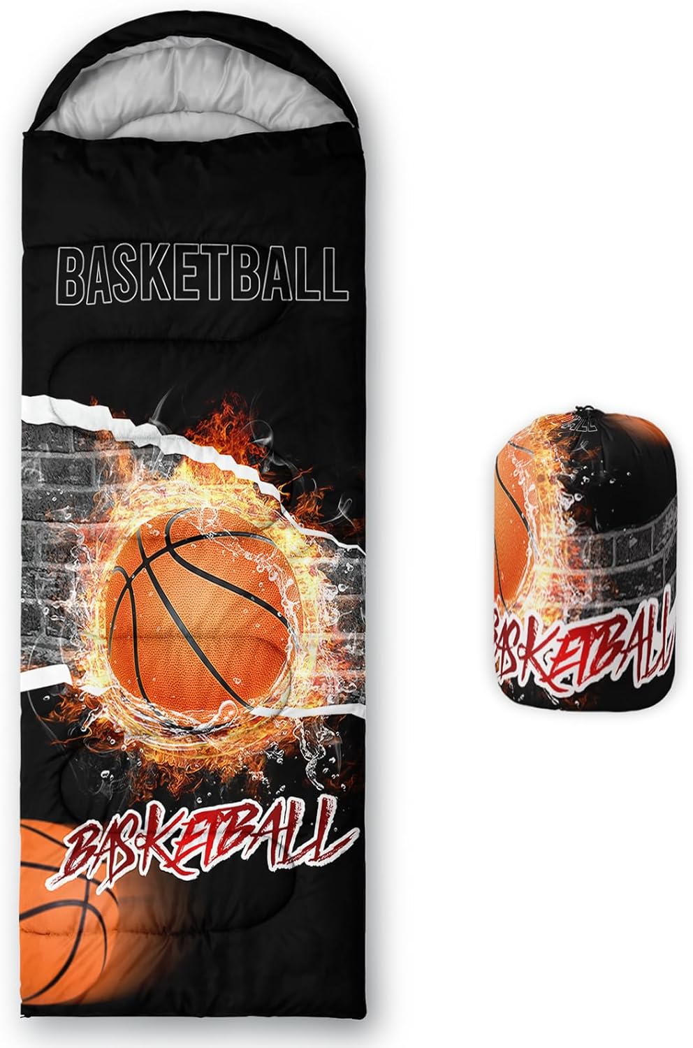 QOOMO Basketball Red Flame Ball Games Printed Camping Sleeping Bags,3 Season Warm & Cool Lightweight,Waterproof Sleeping Bags for Adults & Kids,Traveling,and Outdoors,Camping Gear Equipment,31x90inch QOOMO Basketball Red Flame Ball Games Printed Camping Sleeping Bags,3 Season Warm & Cool Lightweight,Waterproof Sleeping Bags for Adults & Kids,Traveling,and Outdoors,Camping Gear Equipment,31x90inch