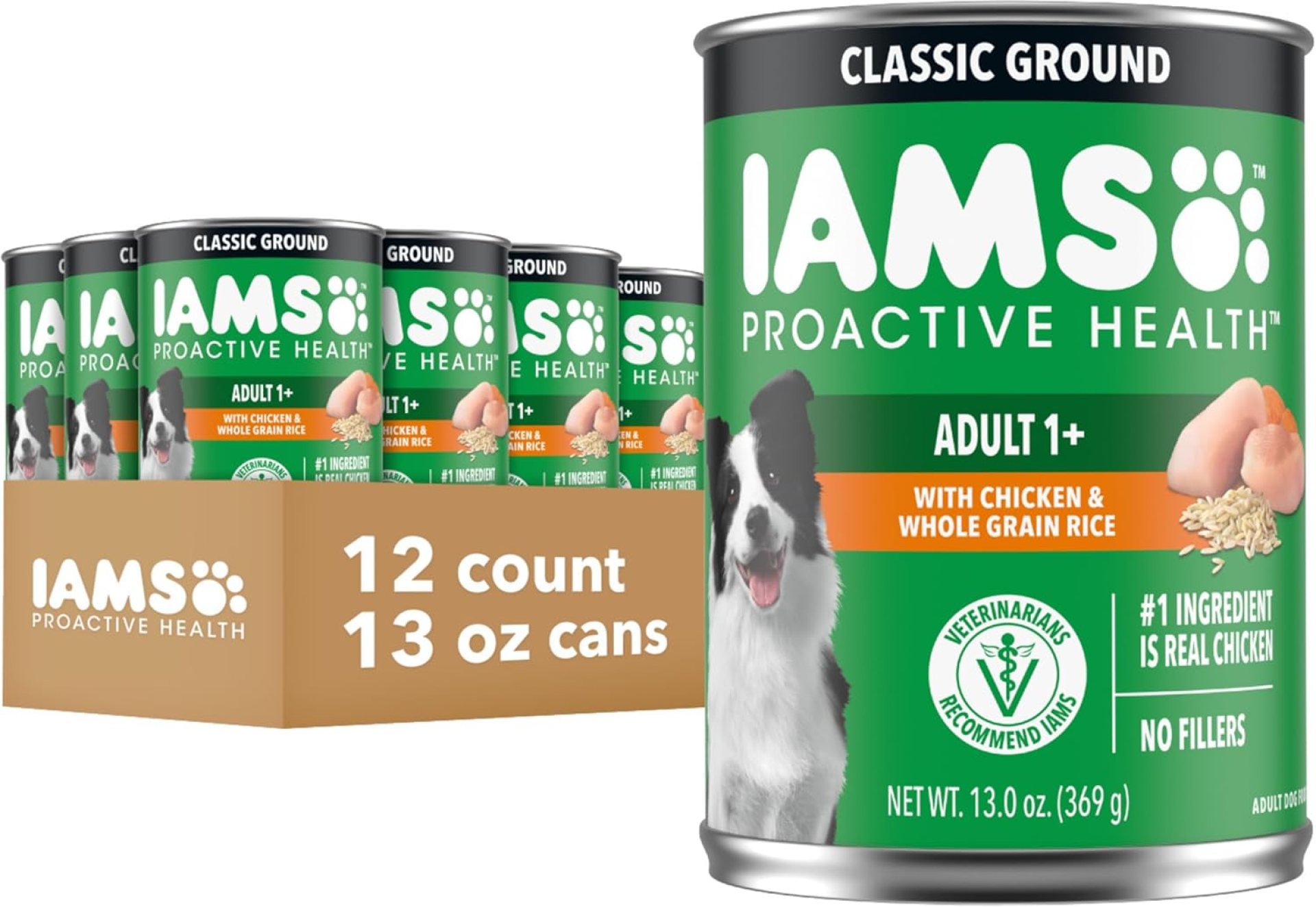IAMS Proactive Health Adult Wet Dog Food Classic Ground with Chicken and Rice, 13 oz. Cans, Pack of 12 IAMS Proactive Health Adult Wet Dog Food Classic Ground with Chicken and Rice, 13 oz. Cans, Pack of 12