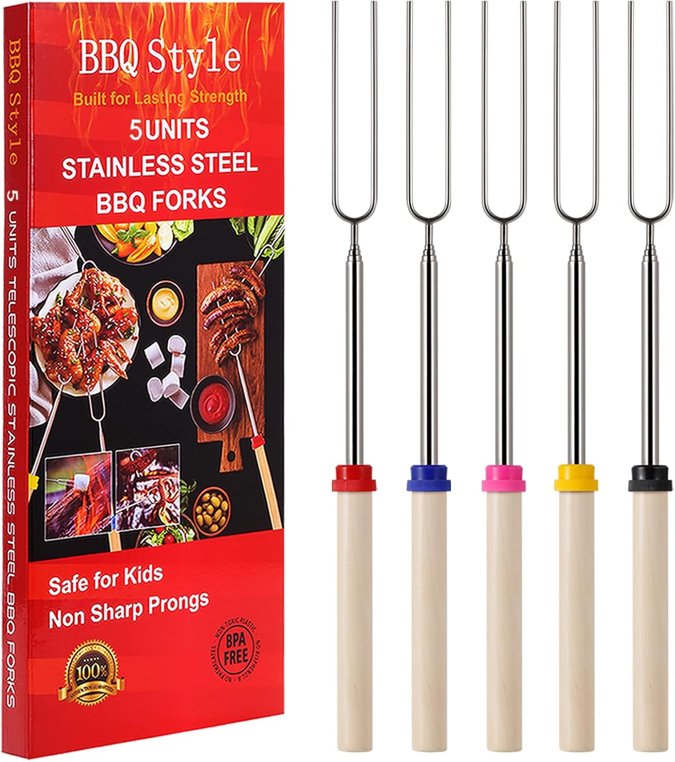 Marshmallow Roasting Sticks, Telescoping Smores Sticks for Open Fire Pit, 32 Inch Long Marshmallow Toasting Barbecue Forks BBQ S’mores Skewers for Campfire Camping Hotdog Hot Dog Bonfire Grill, 5 Pack Marshmallow Roasting Sticks, Telescoping Smores Sticks for Open Fire Pit, 32 Inch Long Marshmallow Toasting Barbecue Forks BBQ S’mores Skewers for Campfire Camping Hotdog Hot Dog Bonfire Grill, 5 Pack