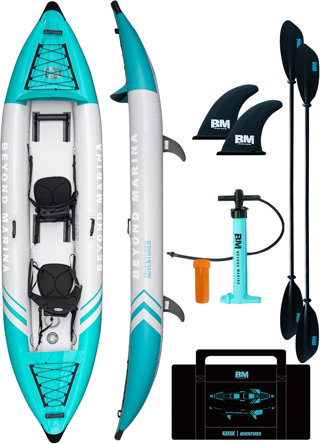 Inflatable Kayak 2 Person Adult – BEYOND MARINA Tandem Kayak with Drop Stitch Floor, Touring Kayak with Aluminum Paddles, Seats, Footrests, Pump, Fins, Adventurer 12.5ft Inflatable Kayak 2 Person Adult – BEYOND MARINA Tandem Kayak with Drop Stitch Floor, Touring Kayak with Aluminum Paddles, Seats, Footrests, Pump, Fins, Adventurer 12.5ft