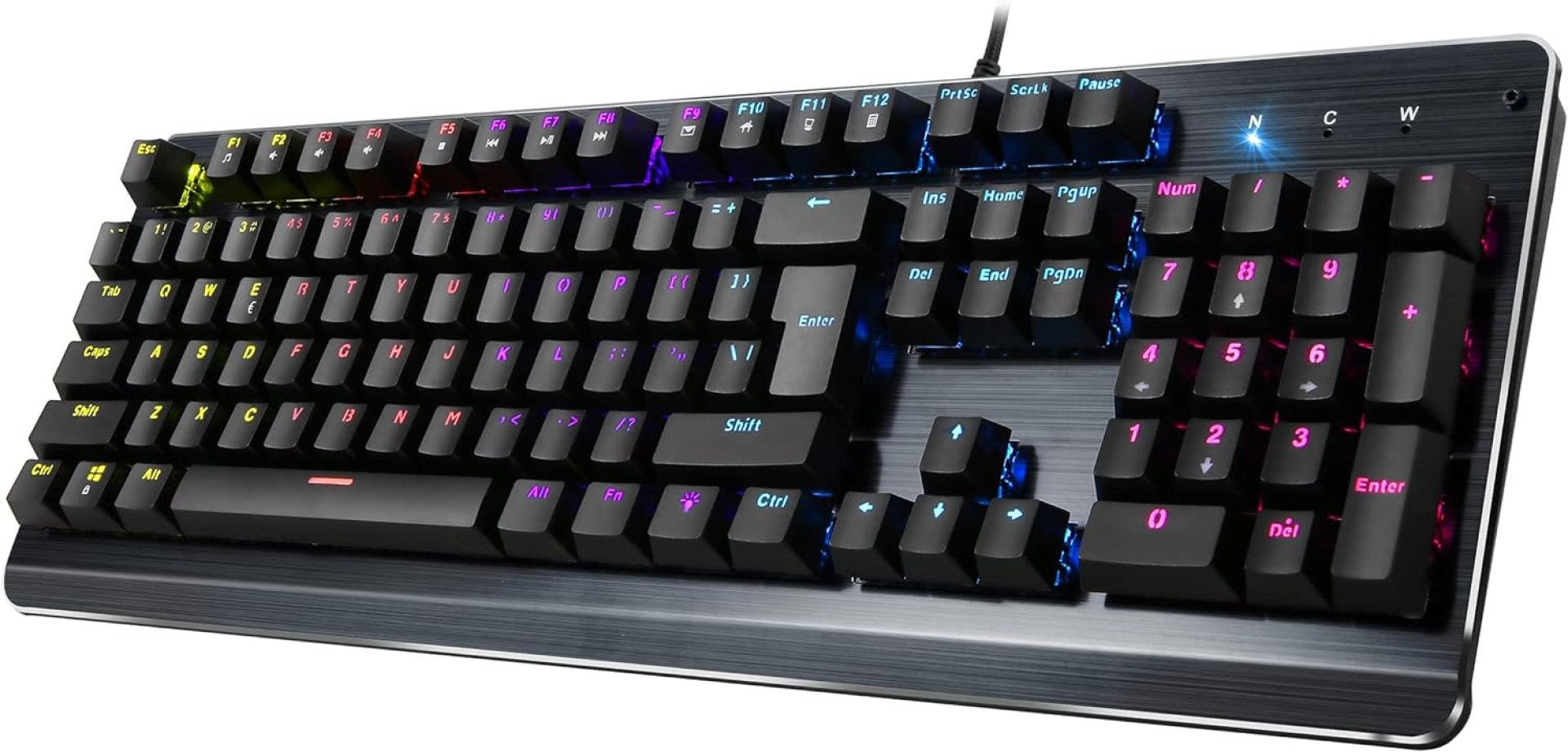 Inland ProHT Rainbow LED Backlit USB Wired Keyboard with Blue Switches,Durable ABS Keycaps/Anti-Ghosting/Spill-Resistant Mechanical Keyboard for PC Mac Xbox Gamer Inland ProHT Rainbow LED Backlit USB Wired Keyboard with Blue Switches,Durable ABS Keycaps/Anti-Ghosting/Spill-Resistant Mechanical Keyboard for PC Mac Xbox Gamer