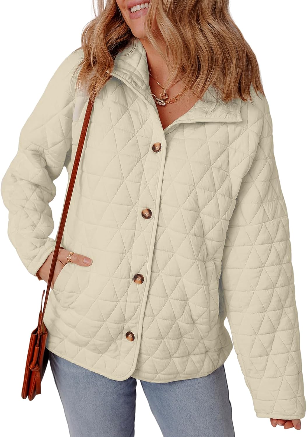 EVALESS Women’s Lightweight Diamond Quilted Jacket Casual Winter Open Front Button Down Puffer Coat Outwear Cardigan EVALESS Women’s Lightweight Diamond Quilted Jacket Casual Winter Open Front Button Down Puffer Coat Outwear Cardigan