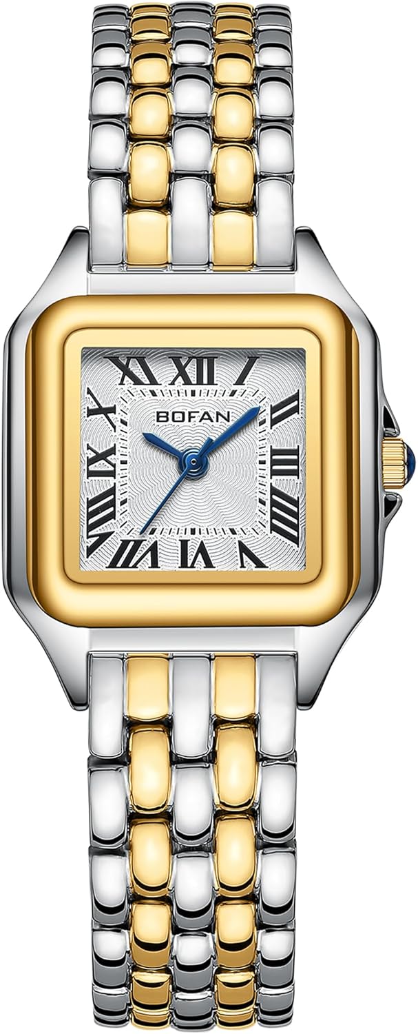 BOFAN Small Gold Watches for Women Easy Reader Ladies Quartz Wrist Watch with Stainless Steel Band,Roman Dial,Water Resistant,Bracelet Adjuster Included BOFAN Small Gold Watches for Women Easy Reader Ladies Quartz Wrist Watch with Stainless Steel Band,Roman Dial,Water Resistant,Bracelet Adjuster Included