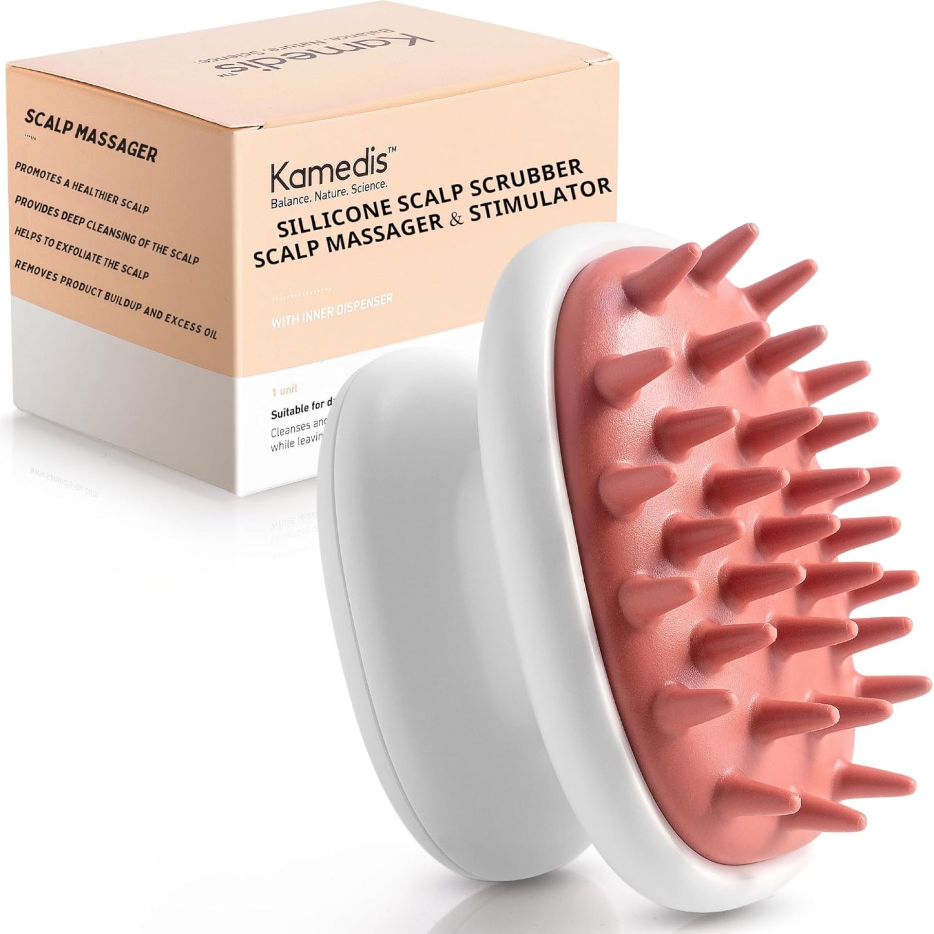 KAMEDIS Scalp Massager Brush – Silicone Gentle Scalp Scrubber, Exfoliator & Hair Dandruff Scrub Away – Use On Shower with Shampoo for Scalp Scrub. Suitable for Men & Women KAMEDIS Scalp Massager Brush – Silicone Gentle Scalp Scrubber, Exfoliator & Hair Dandruff Scrub Away – Use On Shower with Shampoo for Scalp Scrub. Suitable for Men & Women