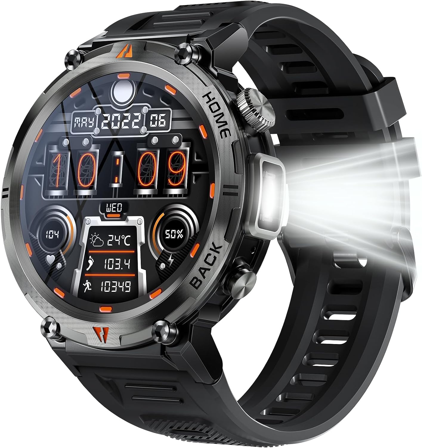 EIGIIS Military Smart Watch for Men Tactical Rugged with Bluetooth Call Flashlight 1.45” Big Screen Fitness Tracker Heart Rate Sleep Monitor Waterproof Sports Smartwatch iPhone Android Black EIGIIS Military Smart Watch for Men Tactical Rugged with Bluetooth Call Flashlight 1.45” Big Screen Fitness Tracker Heart Rate Sleep Monitor Waterproof Sports Smartwatch iPhone Android Black