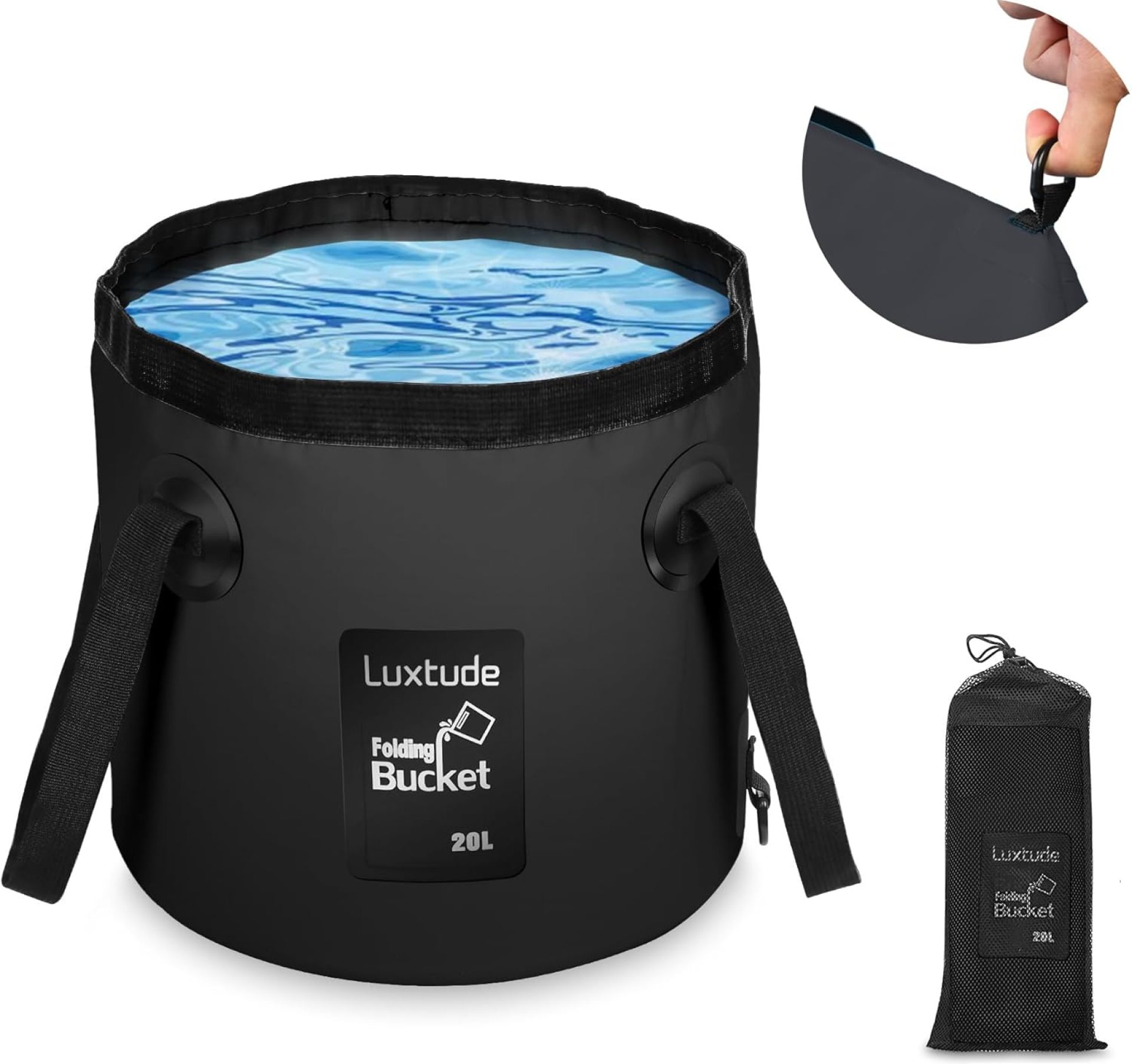 Luxtude Collapsible Bucket with Handle, 5 Gallon(20L), Portable & Ultra Lightweight Outdoor Basin Bucket, Folding Bucket for Fishing, Camping, Hiking Luxtude Collapsible Bucket with Handle, 5 Gallon(20L), Portable & Ultra Lightweight Outdoor Basin Bucket, Folding Bucket for Fishing, Camping, Hiking
