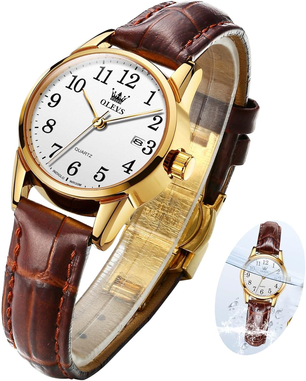OLEVS Elegant Women’s Watch Brown Leather Chronograph Watches for Women Medium Dial Fashion Dress Women Watch Waterproof Quartz Female Wristwatch Day Date Diamond Retro Watch for Women OLEVS Elegant Women’s Watch Brown Leather Chronograph Watches for Women Medium Dial Fashion Dress Women Watch Waterproof Quartz Female Wristwatch Day Date Diamond Retro Watch for Women