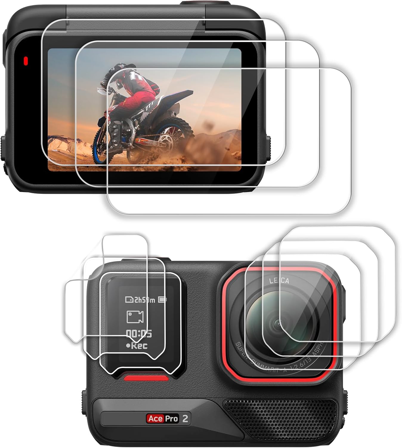 FiTSTILL 9PCS Lens&LCD Screen Protector Appliable for Insta360 Ace Pro2,Tempered Glass Screen Cover Ultra HD 9H Hardness Scratch Resistant for Insta 360 AcePro2 Action Camera Accessories FiTSTILL 9PCS Lens&LCD Screen Protector Appliable for Insta360 Ace Pro2,Tempered Glass Screen Cover Ultra HD 9H Hardness Scratch Resistant for Insta 360 AcePro2 Action Camera Accessories