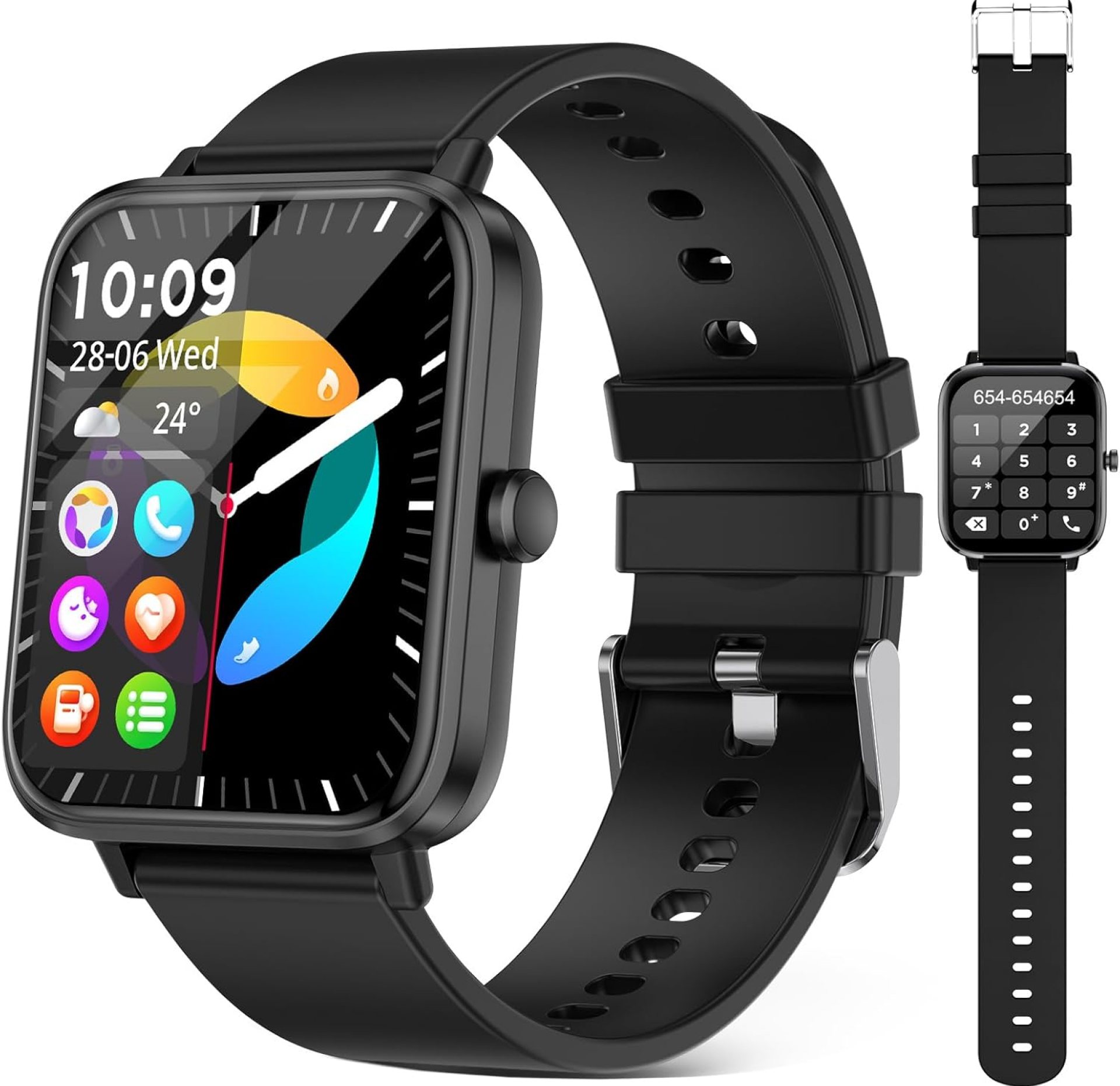 Smart Watch (Answer/Make Call): 1.85″ Waterproof Fitness Trackers with 24-Hours Blood Pressure Heart Rate SpO2 Sleep Monitor Watches for Men Women, iPhone Android Compatible (Stone Black) Smart Watch (Answer/Make Call): 1.85″ Waterproof Fitness Trackers with 24-Hours Blood Pressure Heart Rate SpO2 Sleep Monitor Watches for Men Women, iPhone Android Compatible (Stone Black)