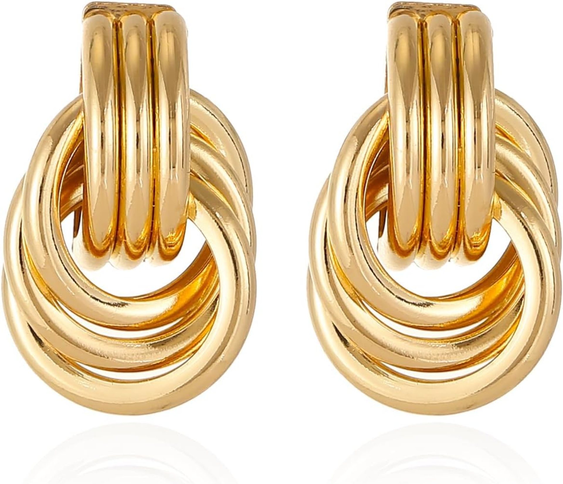 Gold/Silver Statement Geometric Earrings for Women Chunky Gold Knot Link Drop Dangle Earrings Trendy Jewelry Gift Gold/Silver Statement Geometric Earrings for Women Chunky Gold Knot Link Drop Dangle Earrings Trendy Jewelry Gift