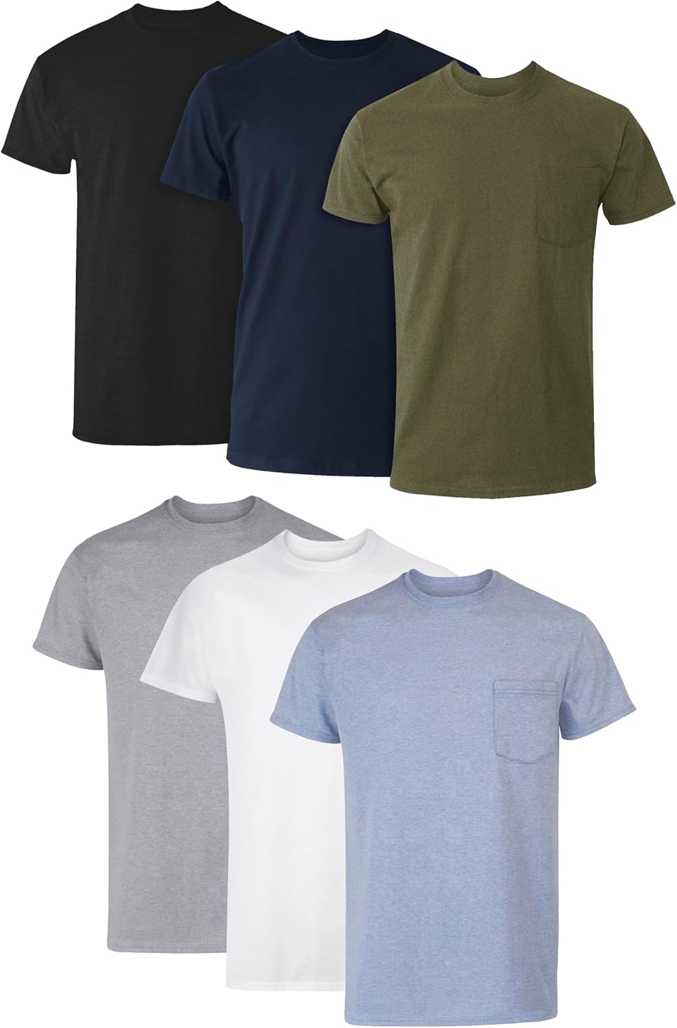 Hanes Men’s Pocket Undershirt Pack, Cotton Crew Neck T-Shirt, Moisture Wicking Tee, Assorted 6-Pack Hanes Men’s Pocket Undershirt Pack, Cotton Crew Neck T-Shirt, Moisture Wicking Tee, Assorted 6-Pack