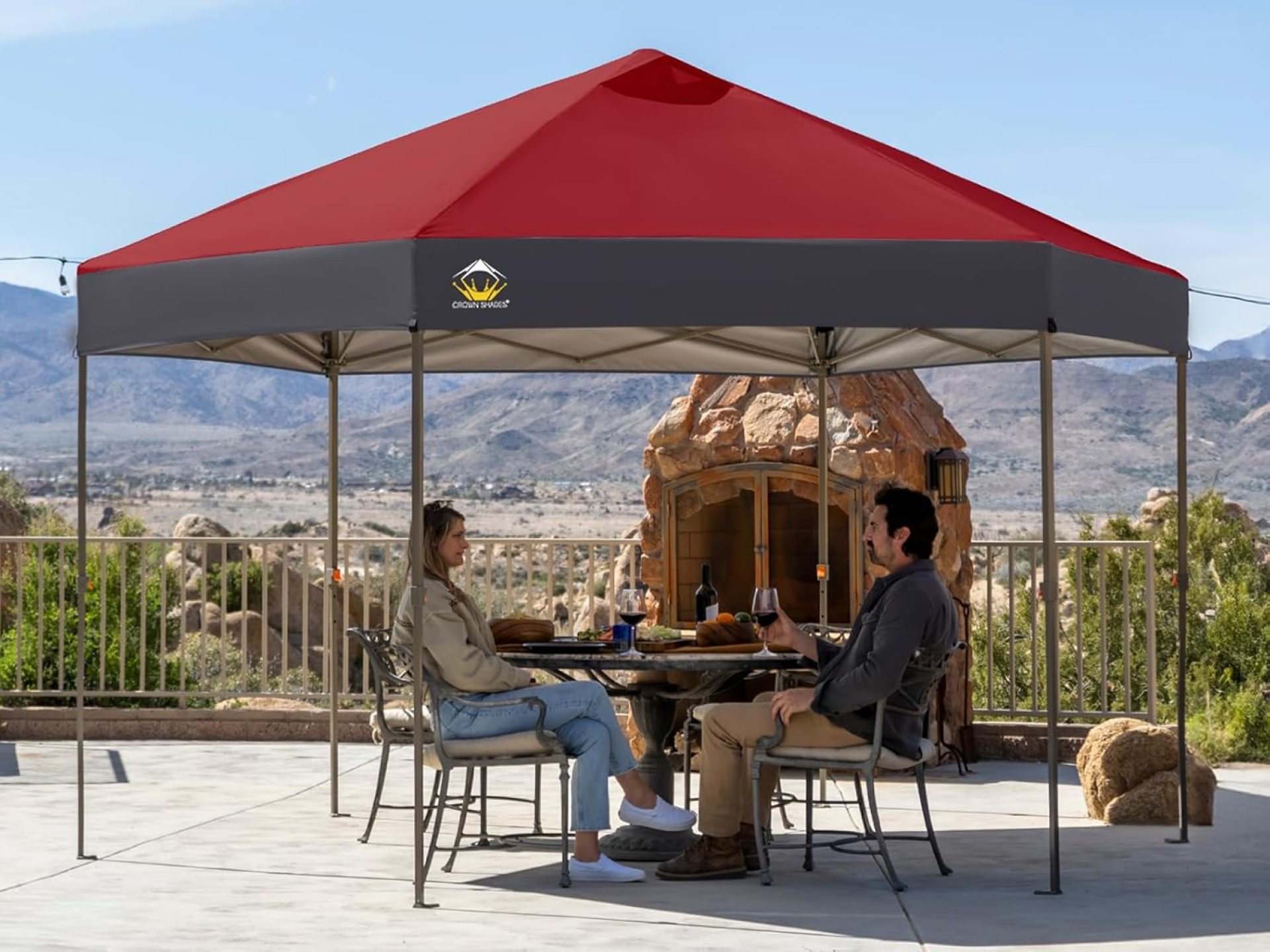 CROWN SHADES 14×14 Pop up Gazebo, Patented Center Lock 6-Sided Portable Gazebo, Easy Set Up, 300D Silver-Coated Fabric UV Resistant, Pop Up Canopy Tent for Patio, Party, Outdoor Activities, Red&Grey CROWN SHADES 14×14 Pop up Gazebo, Patented Center Lock 6-Sided Portable Gazebo, Easy Set Up, 300D Silver-Coated Fabric UV Resistant, Pop Up Canopy Tent for Patio, Party, Outdoor Activities, Red&Grey