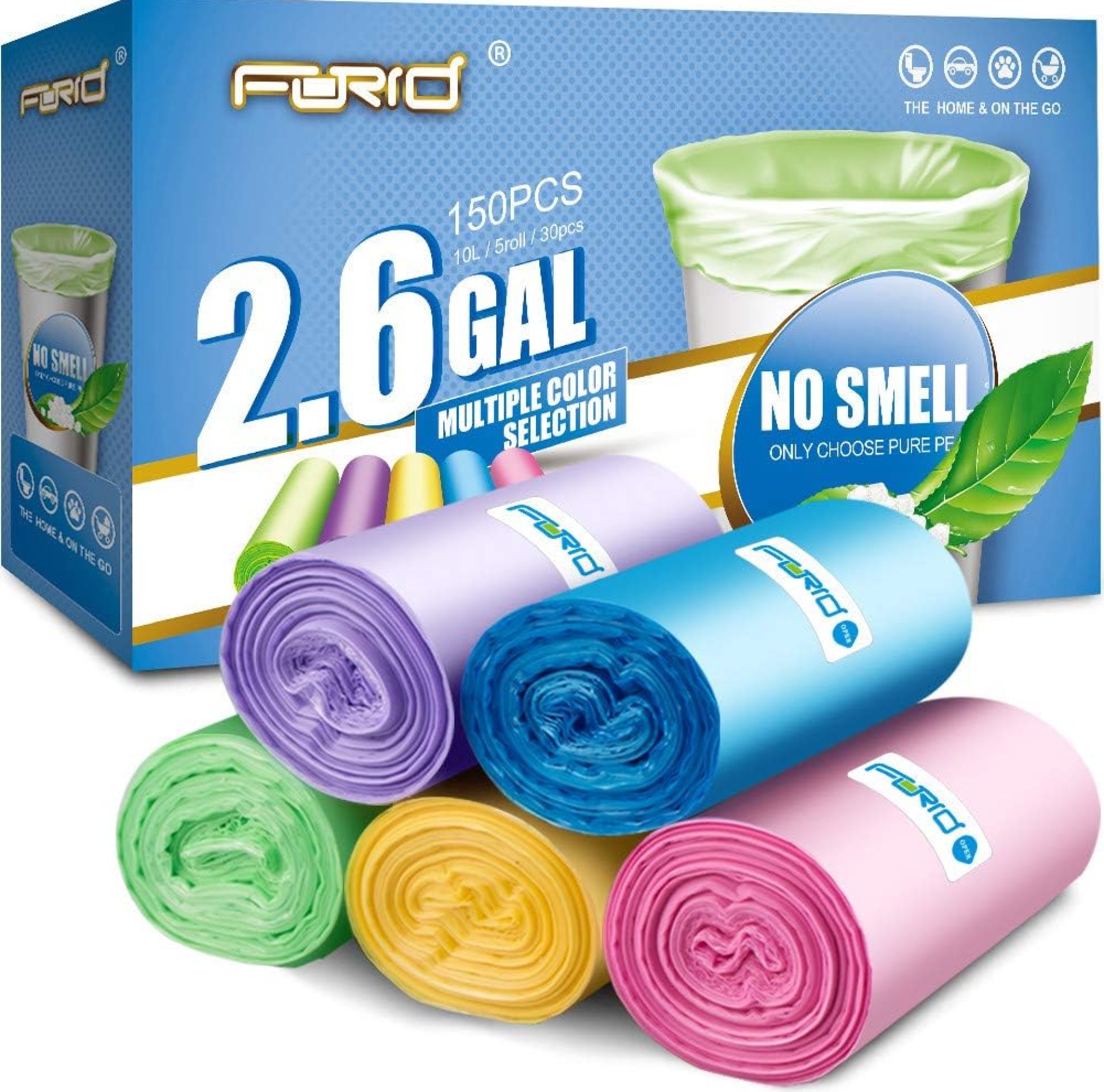 Forid Small Trash Bags for Bathroom – 2.6 Gallon Garbage Bags Unscented,Extra Thick Strong Wastebasket Can Liners for Home Office Bedroom,150 Count 5 Color Forid Small Trash Bags for Bathroom – 2.6 Gallon Garbage Bags Unscented,Extra Thick Strong Wastebasket Can Liners for Home Office Bedroom,150 Count 5 Color