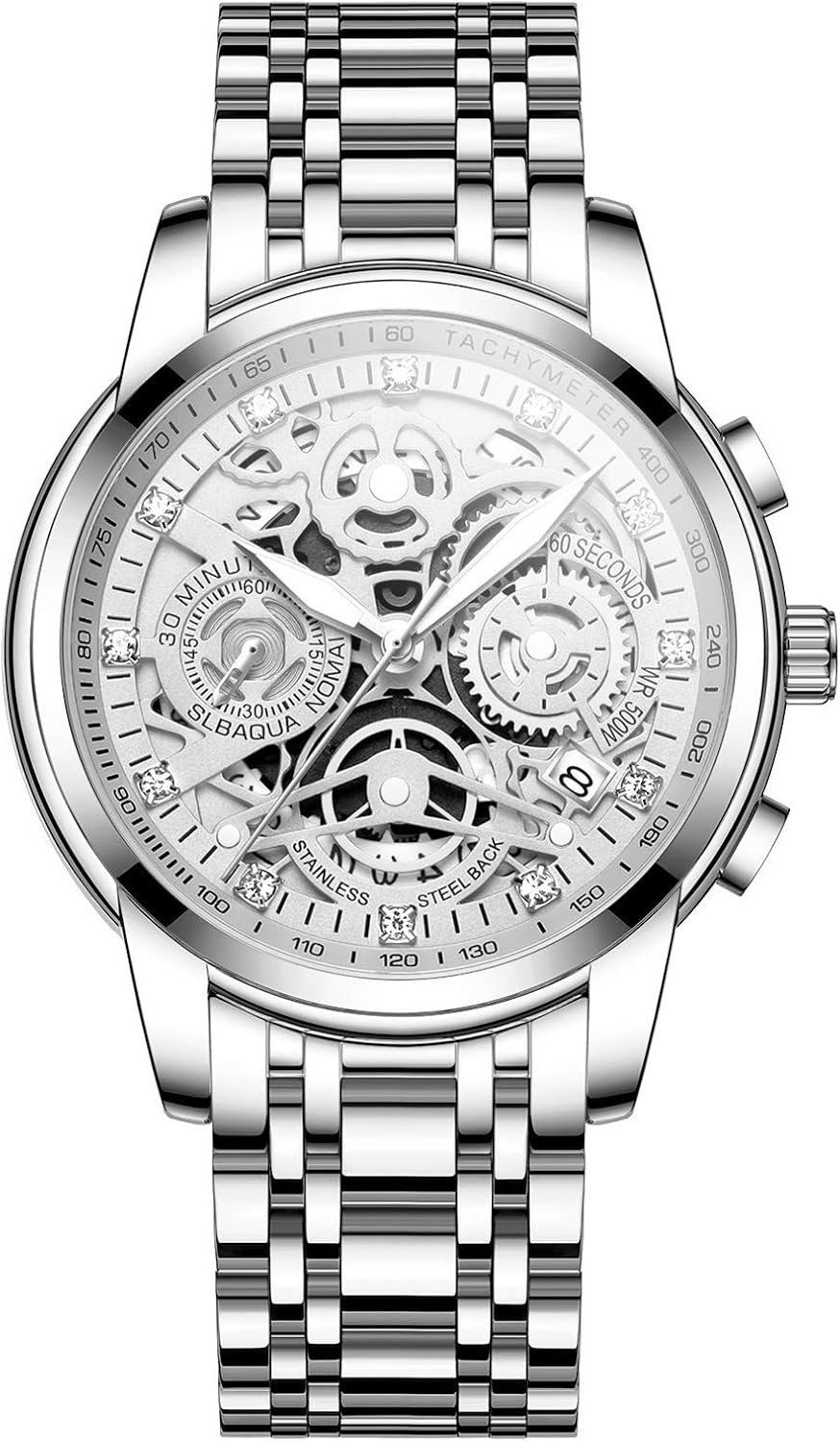 NEKTOM Watches for Men with Stainless Steel, Quartz Analog Watch with Date, Luxury Minimalist Dress Mens Watches, Chronograph Watch, 3ATM Waterproof, Black Wristwatch, Gifts for Men NEKTOM Watches for Men with Stainless Steel, Quartz Analog Watch with Date, Luxury Minimalist Dress Mens Watches, Chronograph Watch, 3ATM Waterproof, Black Wristwatch, Gifts for Men
