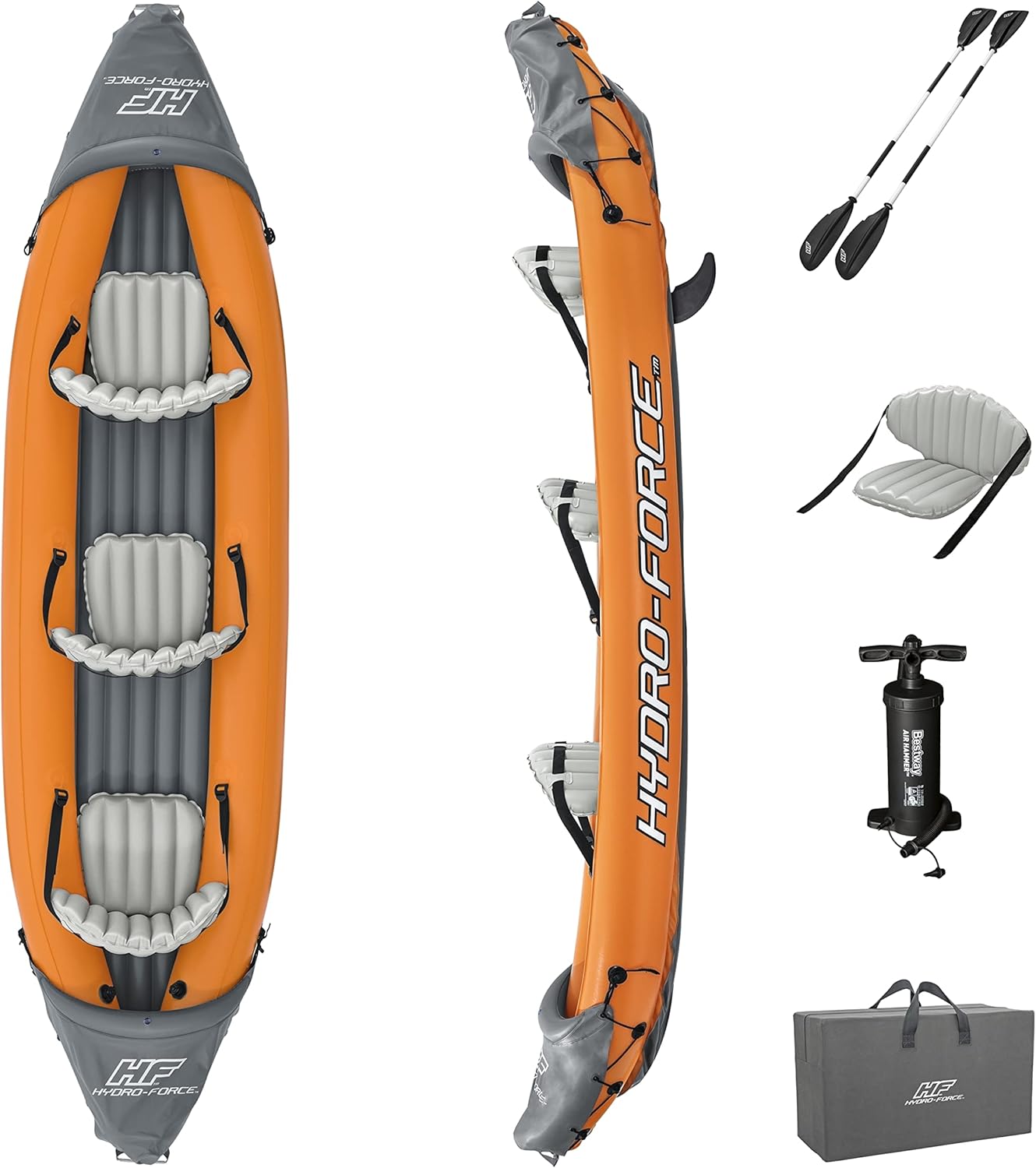 Hydro-Force 9’2″ x 34″ Ventura Elite X1 Inflatable Kayak Set | Fits 1 Adult | Includes Boat, Aluminum Paddle, Hand Pump, Fins, Seat, Gear Bag, Carry Bag, Repair Patch Kit Hydro-Force 9’2″ x 34″ Ventura Elite X1 Inflatable Kayak Set | Fits 1 Adult | Includes Boat, Aluminum Paddle, Hand Pump, Fins, Seat, Gear Bag, Carry Bag, Repair Patch Kit