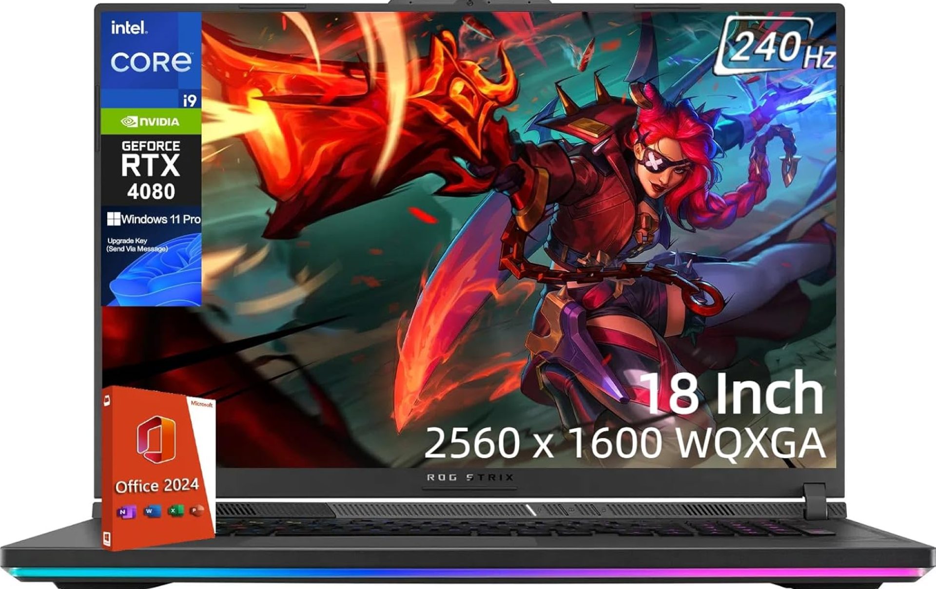 ASUS ROG Strix G18 RTX 4080 Gaming Laptop, Intel 24 Cores i9-14900HX(Up to 5.8 GHz), 64GB DDR5, 2TB SSD, 240Hz 18″ QHD ROG Nebula Display, Backlit KB, Windows 11 Pro & Office Pro 2024 Lifetime License ASUS ROG Strix G18 RTX 4080 Gaming Laptop, Intel 24 Cores i9-14900HX(Up to 5.8 GHz), 64GB DDR5, 2TB SSD, 240Hz 18″ QHD ROG Nebula Display, Backlit KB, Windows 11 Pro & Office Pro 2024 Lifetime License