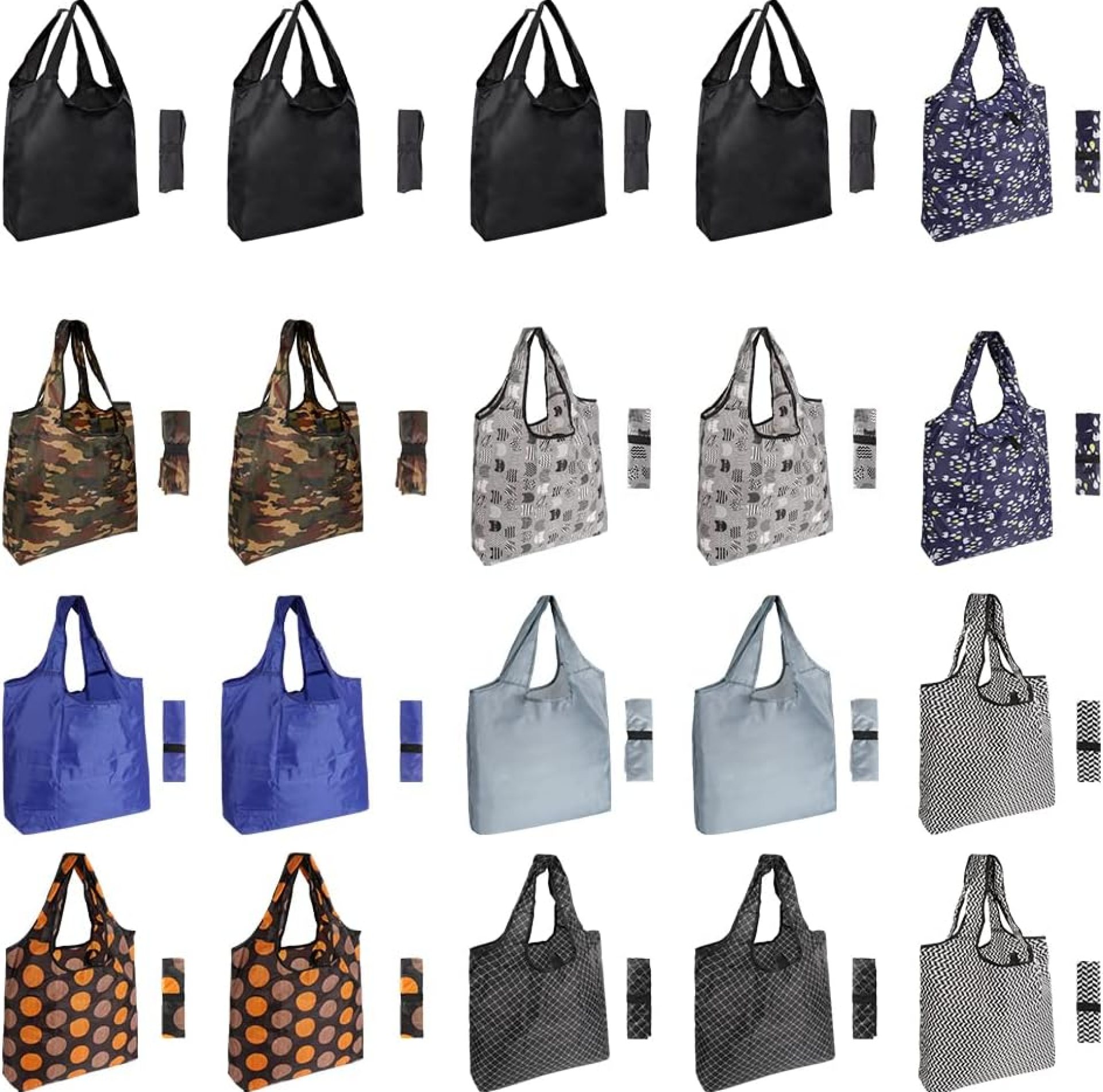 Aricsen 20 Pack 15×4.5×15 Inch Mixed Color Reusable Grocery Bags with Handles Bulk, Shopping Foldable Kitchen Bags Large Machine Washable for Pocket Nylon Tote, Polyester Cloth Aricsen 20 Pack 15×4.5×15 Inch Mixed Color Reusable Grocery Bags with Handles Bulk, Shopping Foldable Kitchen Bags Large Machine Washable for Pocket Nylon Tote, Polyester Cloth