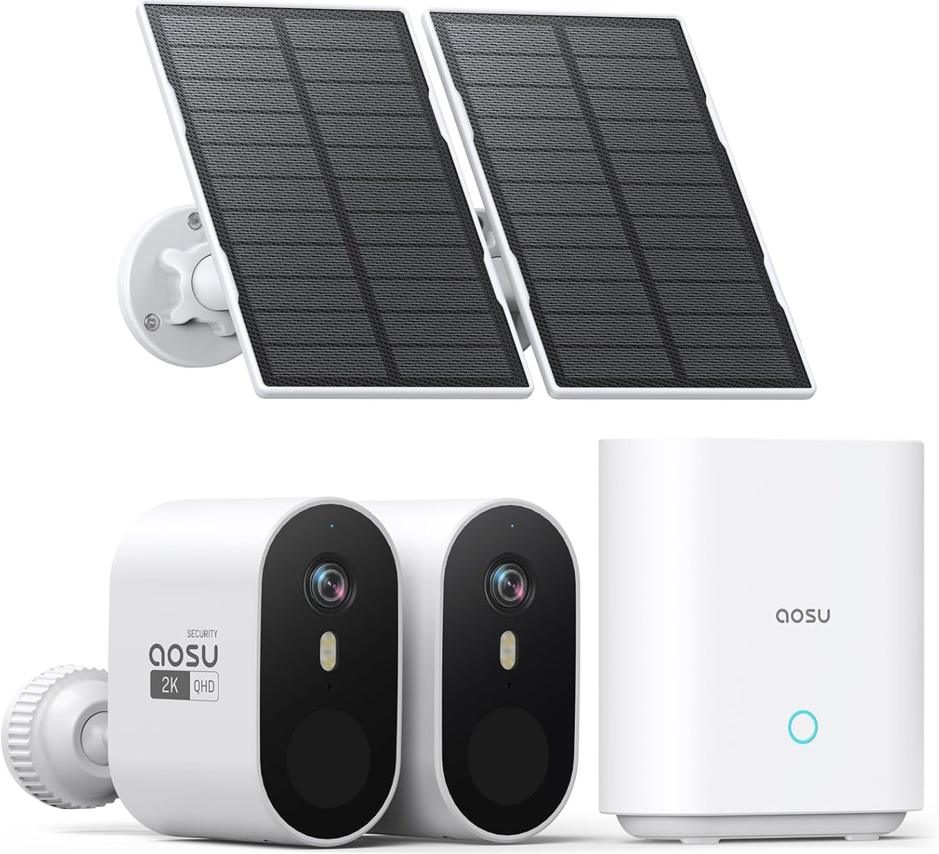 AOSU Solar Security Cameras Wireless Outdoor, 2K QHD Home Security System, 2 Cameras Kit with 166° Ultra-Wide View, Forever Power, Spotlight Camera, 32G Local Storage, No Monthly Fee AOSU Solar Security Cameras Wireless Outdoor, 2K QHD Home Security System, 2 Cameras Kit with 166° Ultra-Wide View, Forever Power, Spotlight Camera, 32G Local Storage, No Monthly Fee