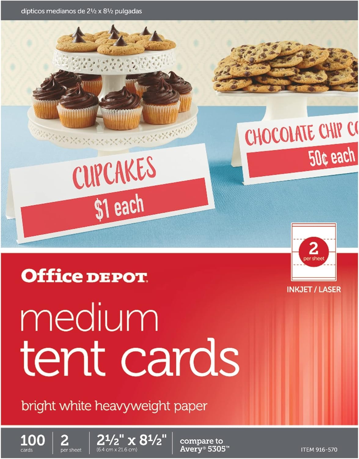 Office Depot® Brand Inkjet/Laser Tent Cards, Medium, 2 1/2″ x 8 1/2″, Bright White, Pack Of 100 Office Depot® Brand Inkjet/Laser Tent Cards, Medium, 2 1/2″ x 8 1/2″, Bright White, Pack Of 100