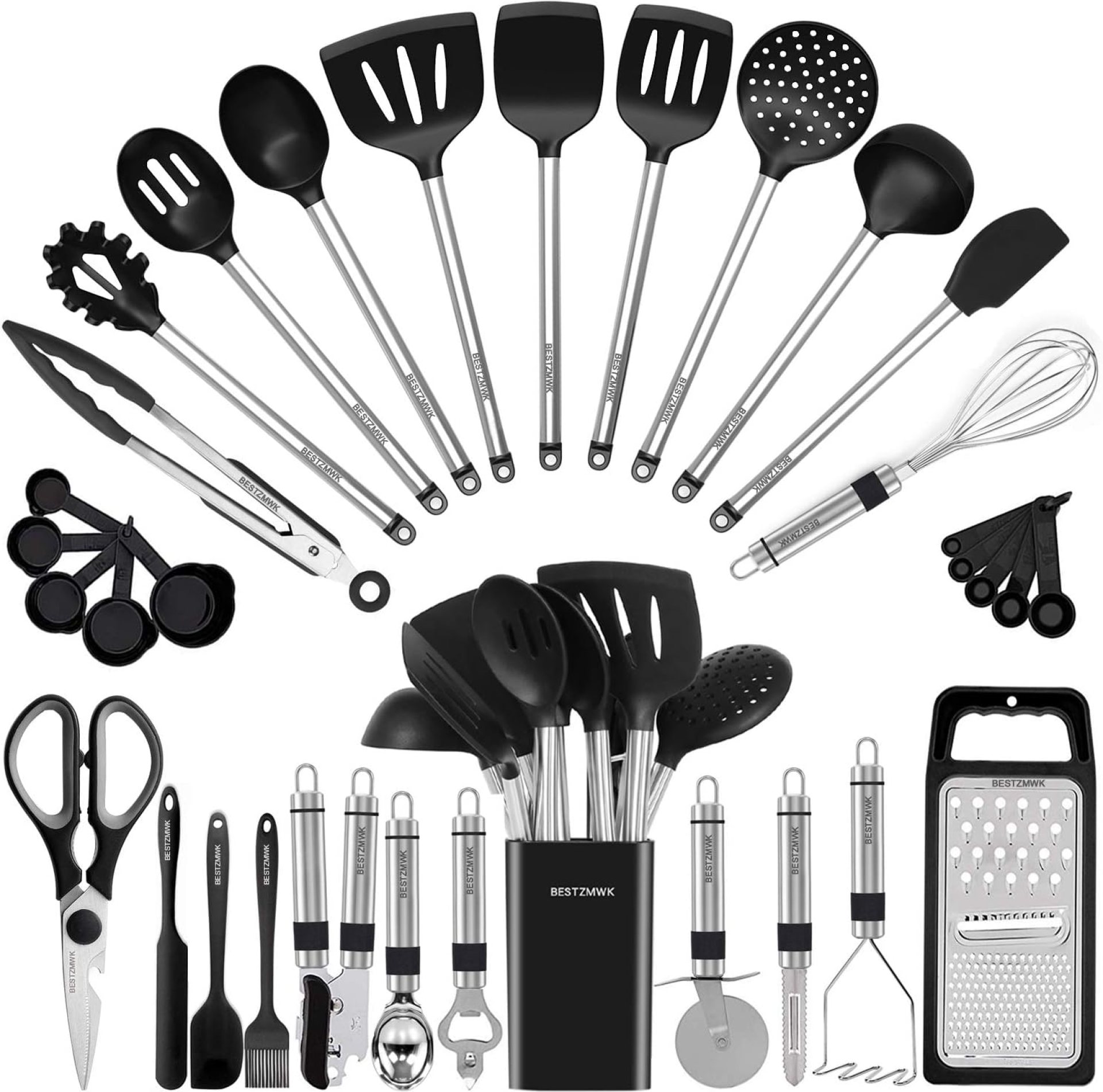 Kitchen Utensil Set-Silicone Cooking Utensils-33 Kitchen Gadgets & Spoons for Nonstick Cookware-Silicone and Stainless Steel Spatula Set-Best Kitchen Tools, Useful Pots and Pans Accessories Kitchen Utensil Set-Silicone Cooking Utensils-33 Kitchen Gadgets & Spoons for Nonstick Cookware-Silicone and Stainless Steel Spatula Set-Best Kitchen Tools, Useful Pots and Pans Accessories