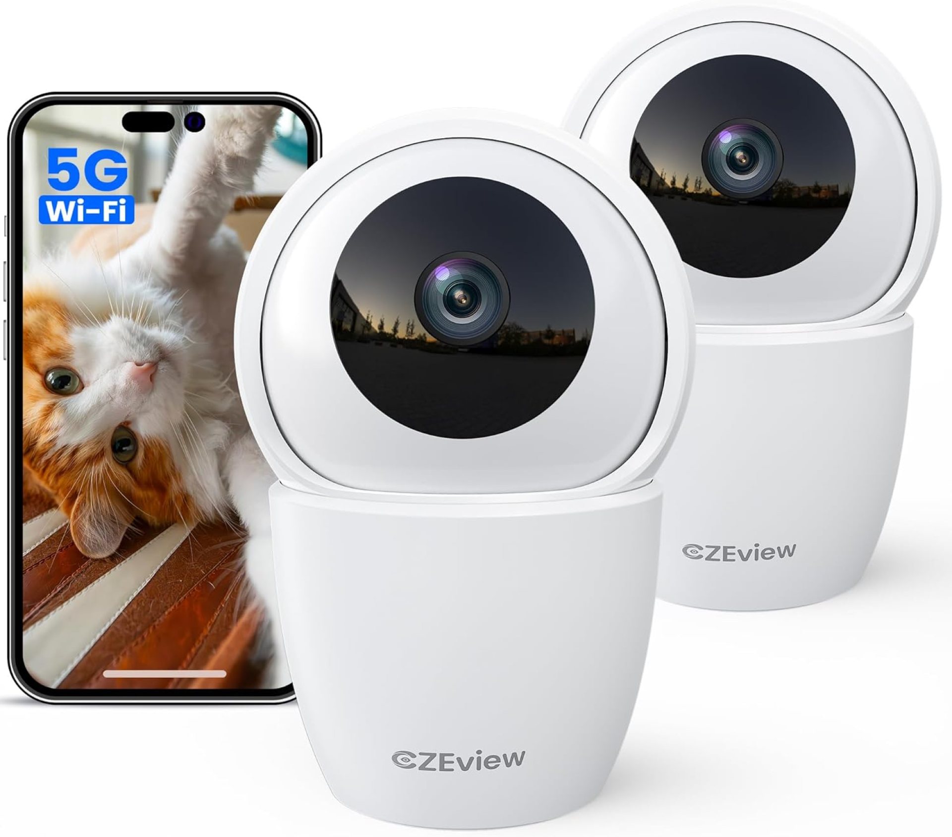 3K 5MP Security Camera Indoor, 2.4/5Ghz WiFi Pet Camera Baby Monitor with Phone App, Remote Pan Tilt Zoom, Night Vision, Motion Detection, Auto Tracking, Two Way Talk, Works with Alexa, 2PC 3K 5MP Security Camera Indoor, 2.4/5Ghz WiFi Pet Camera Baby Monitor with Phone App, Remote Pan Tilt Zoom, Night Vision, Motion Detection, Auto Tracking, Two Way Talk, Works with Alexa, 2PC