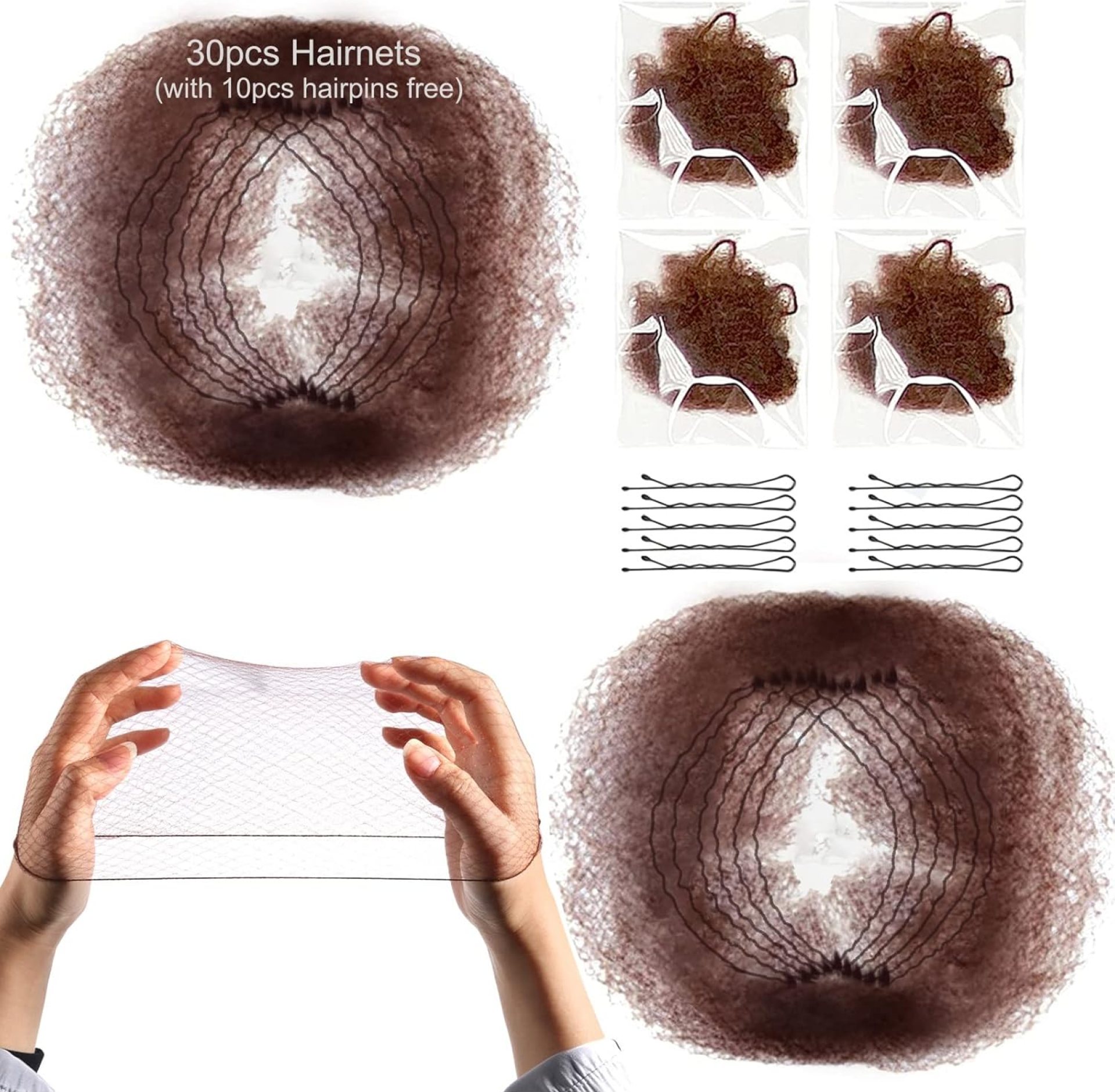 Hairnets Pack of 30pcs Hair Nets Invisible Elastic Edge Mesh 50cm (coffee-30pcs) Hairnets Pack of 30pcs Hair Nets Invisible Elastic Edge Mesh 50cm (coffee-30pcs)