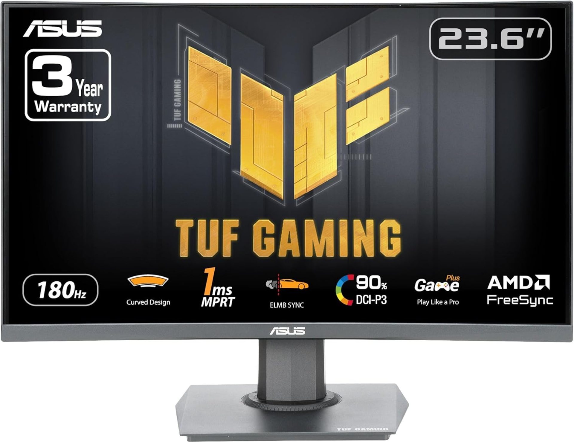 ASUS TUF Gaming 24” (23.6 inch viewable) Curved Monitor (VG24VQER) – FHD, 180Hz, 1ms, DCI-P3 90%, Extreme Low Motion Blur Sync, FreeSync, Shadow Boost, Eye Care, DisplayWidget Center, 3yr Warranty ASUS TUF Gaming 24” (23.6 inch viewable) Curved Monitor (VG24VQER) – FHD, 180Hz, 1ms, DCI-P3 90%, Extreme Low Motion Blur Sync, FreeSync, Shadow Boost, Eye Care, DisplayWidget Center, 3yr Warranty