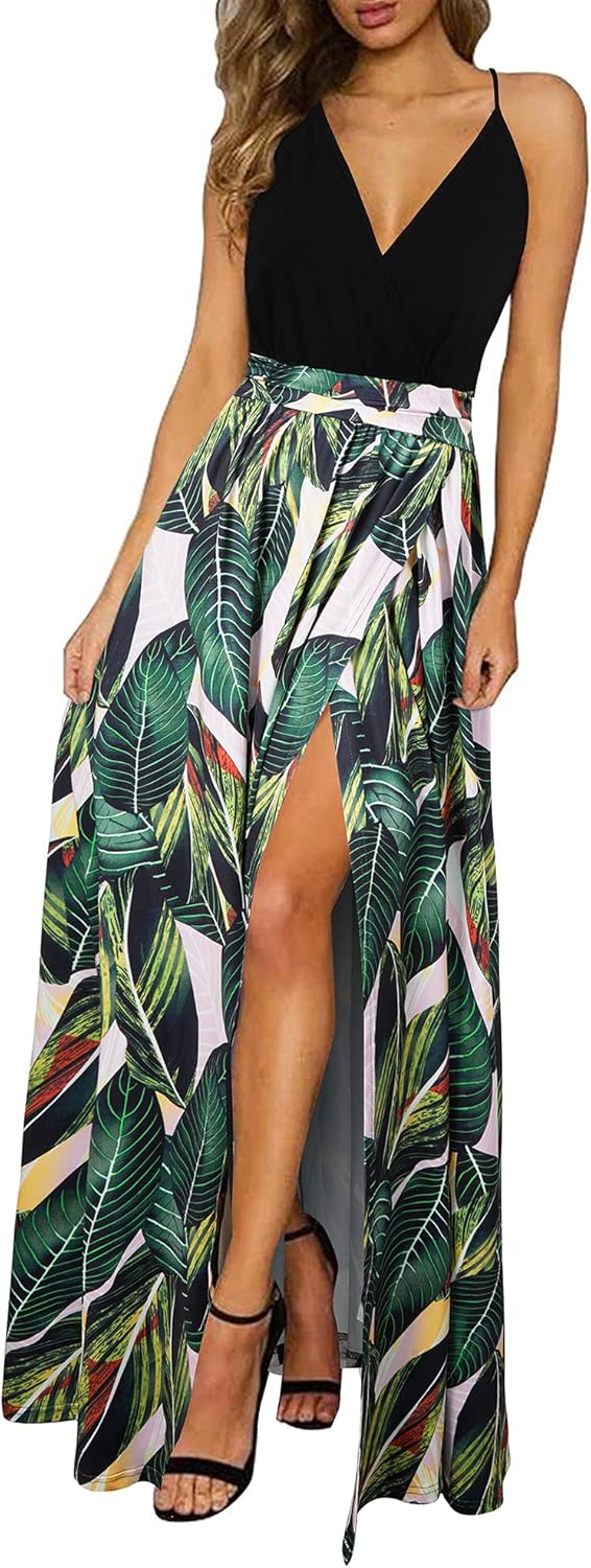 Newshows Women Summer 2025 Maxi Dress Vacation Floral Spaghetti Strap Spring Casual Boho Split Beach Long Flowy Sundress Newshows Women Summer 2025 Maxi Dress Vacation Floral Spaghetti Strap Spring Casual Boho Split Beach Long Flowy Sundress