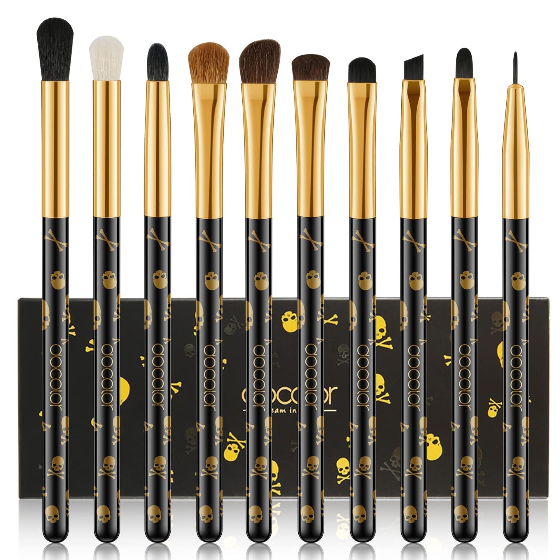 Docolor Eye Makeup Brushes 10Pcs Skull Printed Eyeshadow Makeup Brush Set Blending Concealer Eyebrow Eye Liners Premium Synthetic Eyeshadow Crease Brow Brush Docolor Eye Makeup Brushes 10Pcs Skull Printed Eyeshadow Makeup Brush Set Blending Concealer Eyebrow Eye Liners Premium Synthetic Eyeshadow Crease Brow Brush