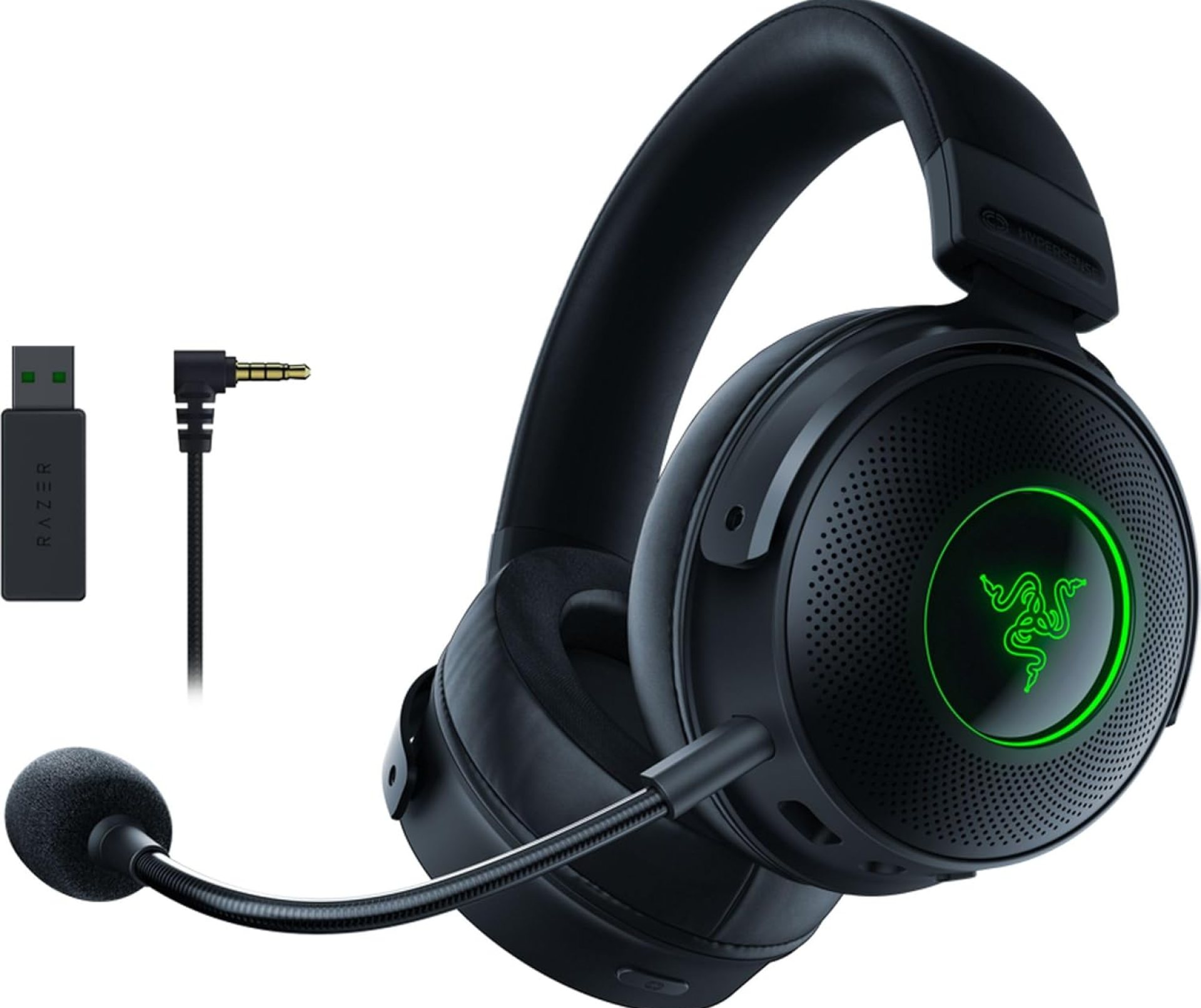 Razer Kraken V3 Pro Wireless Gaming Headset with Haptic Technology, THX Spatial Audio, 50mm Titanium Drivers, Hybrid Memory Foam Cushions Razer Kraken V3 Pro Wireless Gaming Headset with Haptic Technology, THX Spatial Audio, 50mm Titanium Drivers, Hybrid Memory Foam Cushions