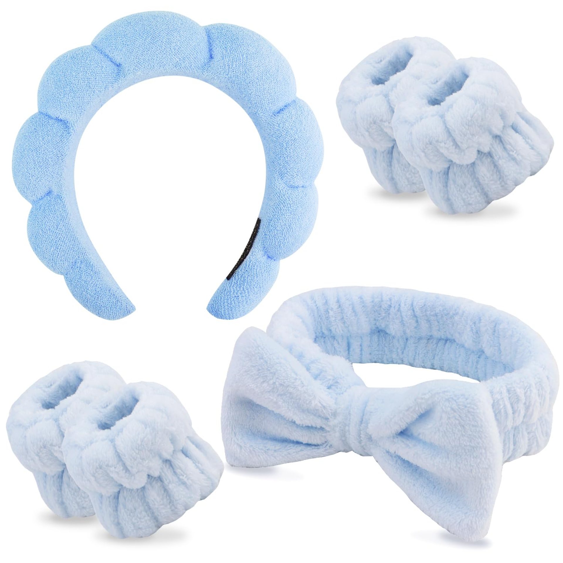 Chanaco Hairband, Soft & Comfortable Microfiber Facial Headband for Washing Face, Skincare Headband with Bow, Spa Headbands for Women, Teen Girl Gifts, Set of 2 Headbands and 4 Wristbands Chanaco Hairband, Soft & Comfortable Microfiber Facial Headband for Washing Face, Skincare Headband with Bow, Spa Headbands for Women, Teen Girl Gifts, Set of 2 Headbands and 4 Wristbands