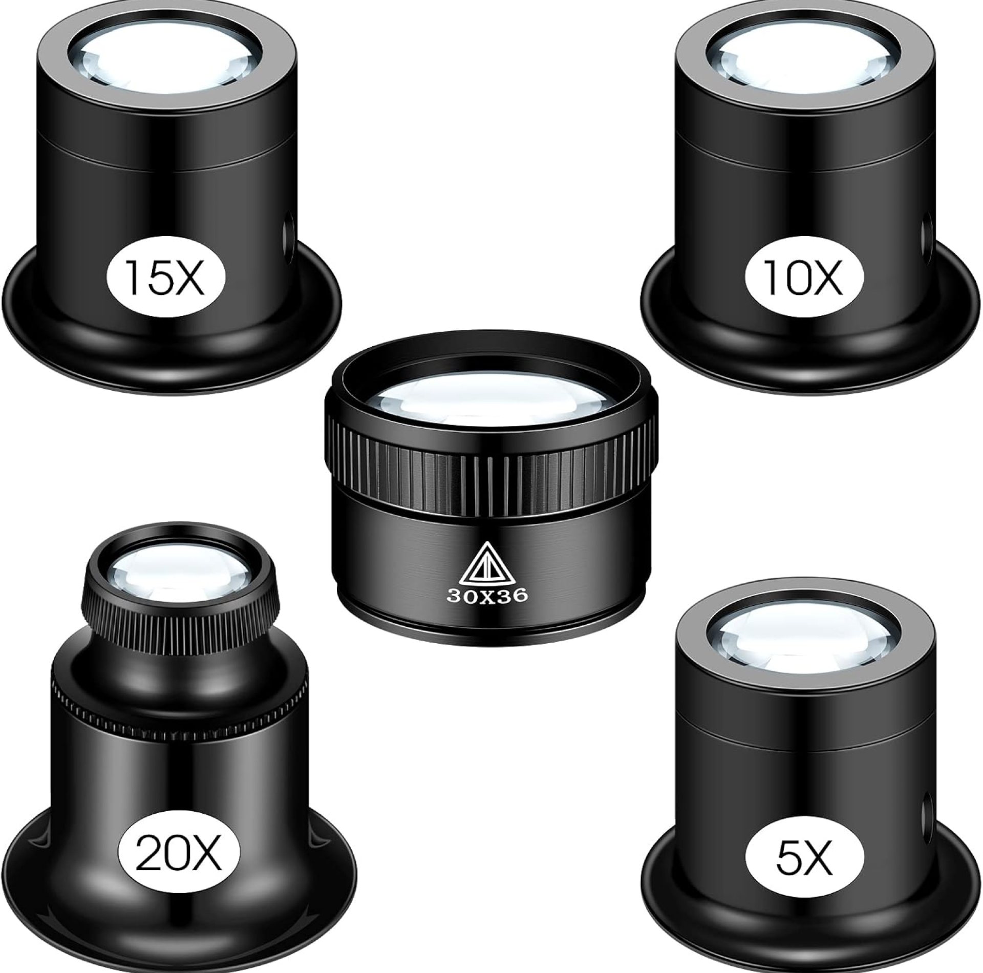5 Pcs Jewelers Loupe Portable Monocular Magnifier Magnifying Glass Eye Loops Magnifier with 30 x 36 mm Lens Watch Jewelry Experimental Repair Tool for Textile Optical Circuit Coins (5X 10X 15X 20X) 5 Pcs Jewelers Loupe Portable Monocular Magnifier Magnifying Glass Eye Loops Magnifier with 30 x 36 mm Lens Watch Jewelry Experimental Repair Tool for Textile Optical Circuit Coins (5X 10X 15X 20X)