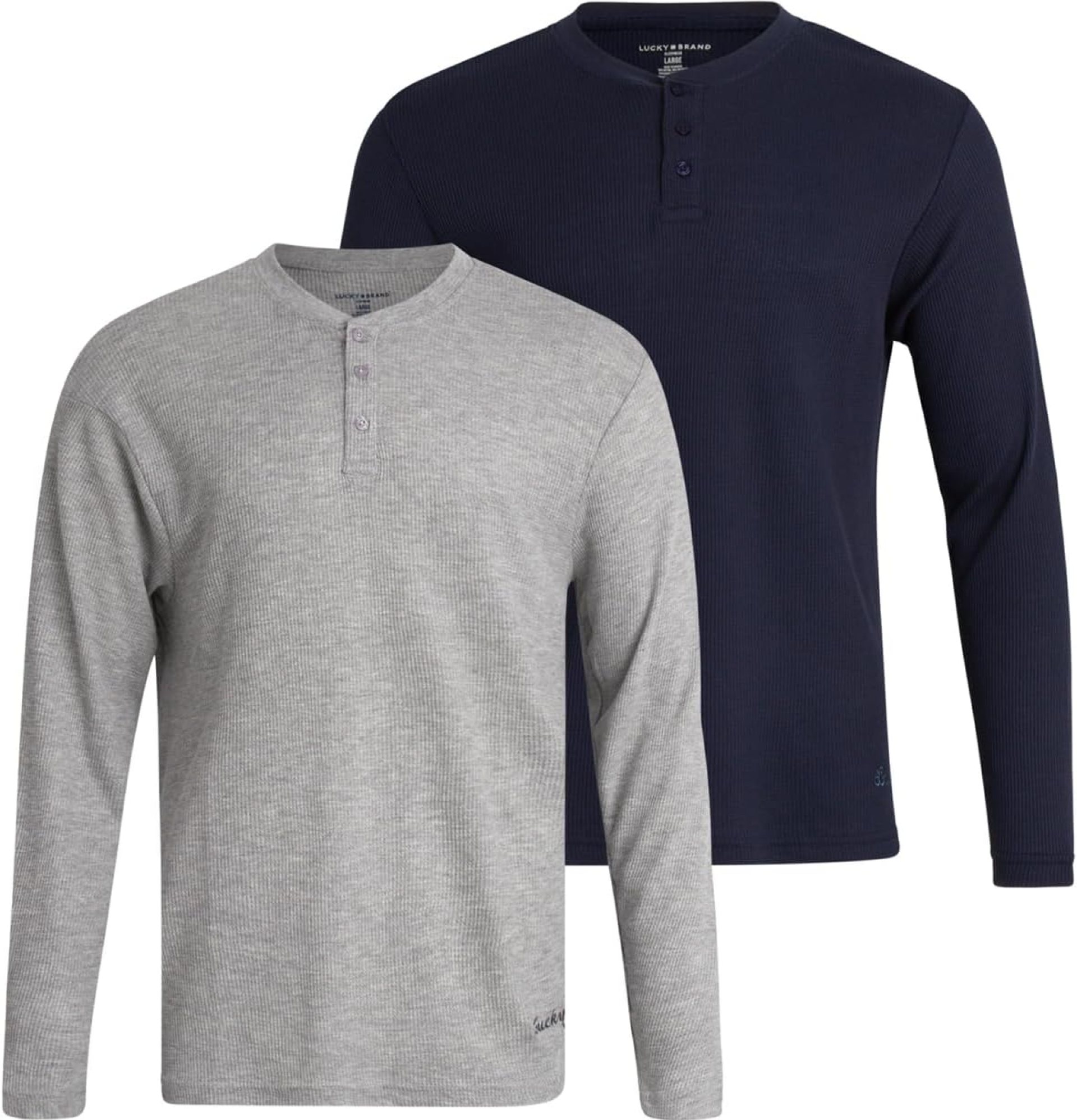 Lucky Brand Men’s Henley Shirt – 2 Pack Long Sleeve Cotton Waffle Knit Henley Undershirt – Casual Shirts for Men (Size: S-XL) Lucky Brand Men’s Henley Shirt – 2 Pack Long Sleeve Cotton Waffle Knit Henley Undershirt – Casual Shirts for Men (Size: S-XL)