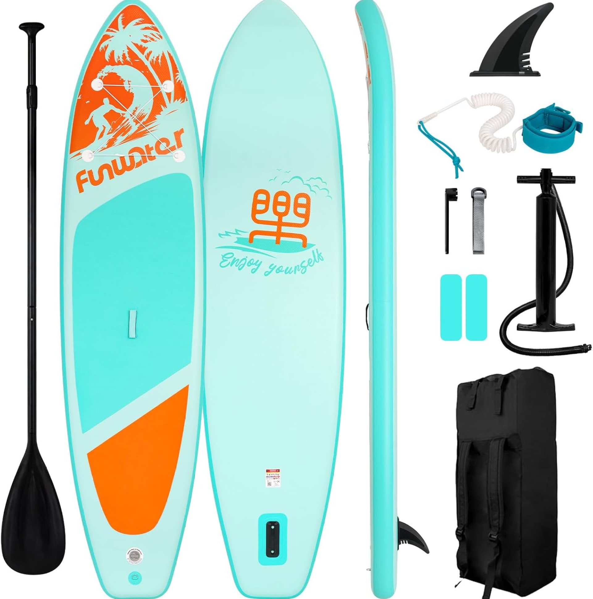 FunWater SUP Inflatable Stand Up Paddle Board Ultra-Light Inflatable Paddleboard with Accessories, Fin, Adjustable Paddle, Pump, Backpack, Leash FunWater SUP Inflatable Stand Up Paddle Board Ultra-Light Inflatable Paddleboard with Accessories, Fin, Adjustable Paddle, Pump, Backpack, Leash