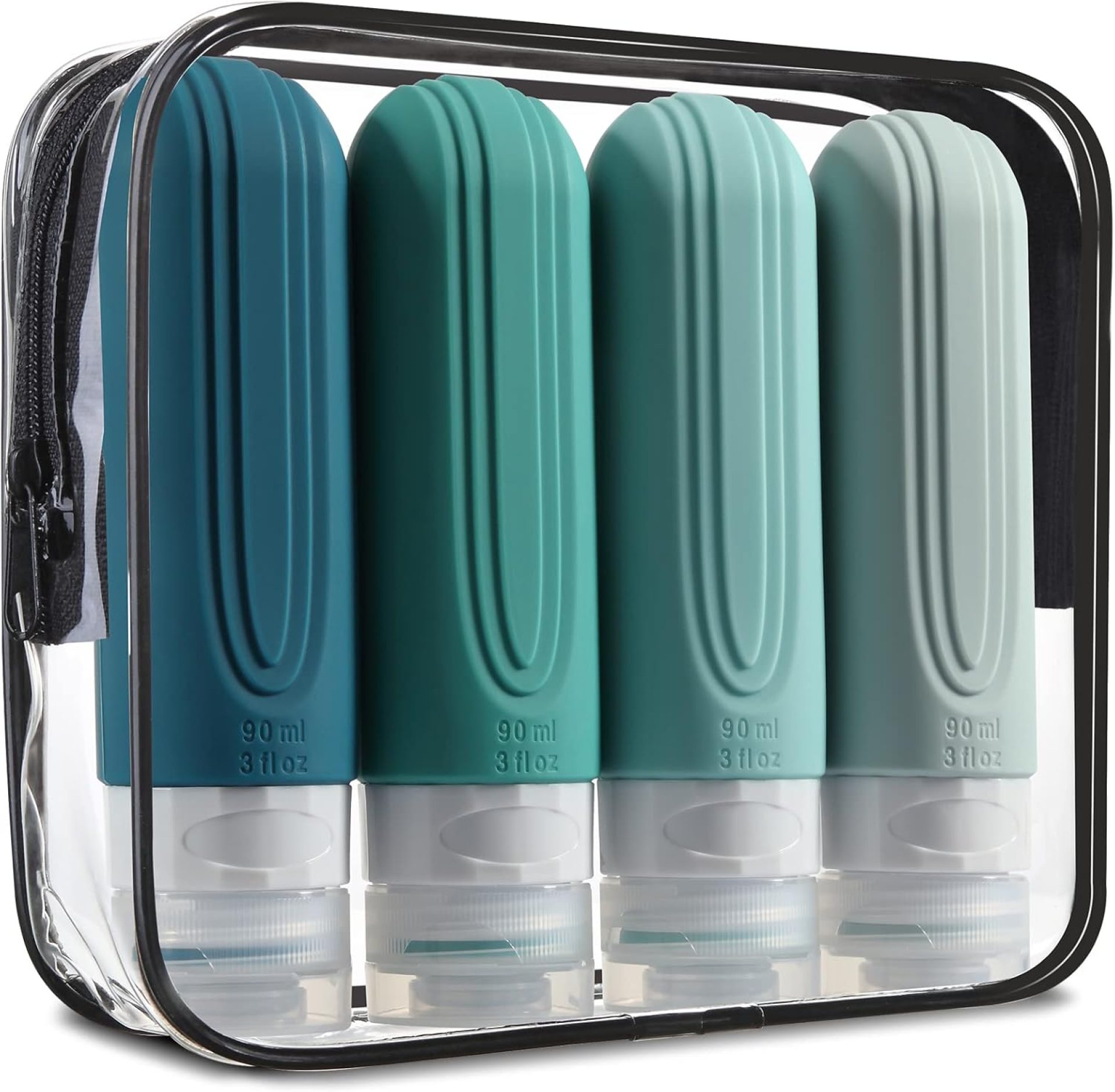 Travel Bottles for Toiletries, Tsa Approved 3oz Travel Size Containers BPA Free Leak Proof Refillable Liquid Silicone Squeezable Travel Accessories for Shampoo Conditioner Lotion (4 Pack) Travel Bottles for Toiletries, Tsa Approved 3oz Travel Size Containers BPA Free Leak Proof Refillable Liquid Silicone Squeezable Travel Accessories for Shampoo Conditioner Lotion (4 Pack)