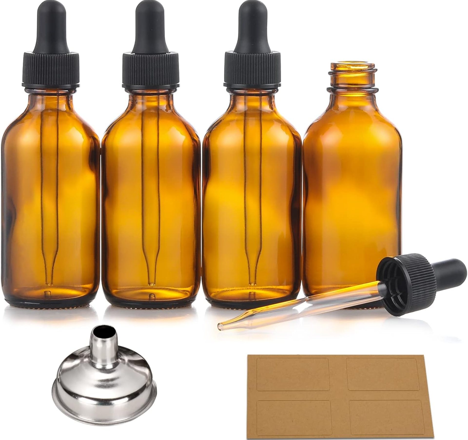 AOZITA 4 Pack, 2 oz Dropper Bottles with 1 Funnel & 4 Labels – Essential Oils Bottles for Health, Personal Care & Beauty – 60ml Thick Dark Amber Glass Tincture Bottles with Eye Droppers, Leakproof AOZITA 4 Pack, 2 oz Dropper Bottles with 1 Funnel & 4 Labels – Essential Oils Bottles for Health, Personal Care & Beauty – 60ml Thick Dark Amber Glass Tincture Bottles with Eye Droppers, Leakproof